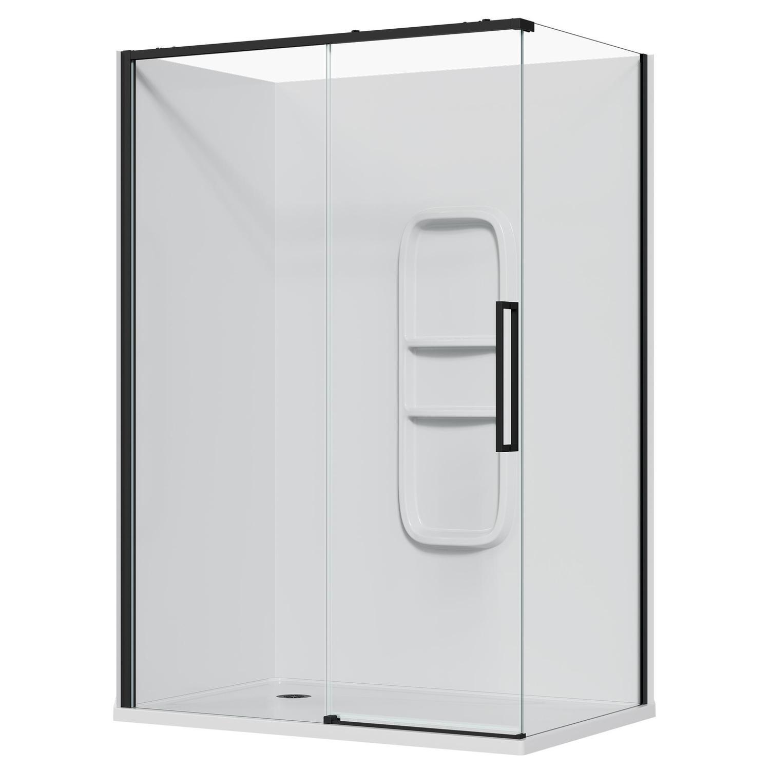 2 Sided Frameless Sliding Side Mould Acrylic Shower LH 1400 x 915 x 2040mm Black