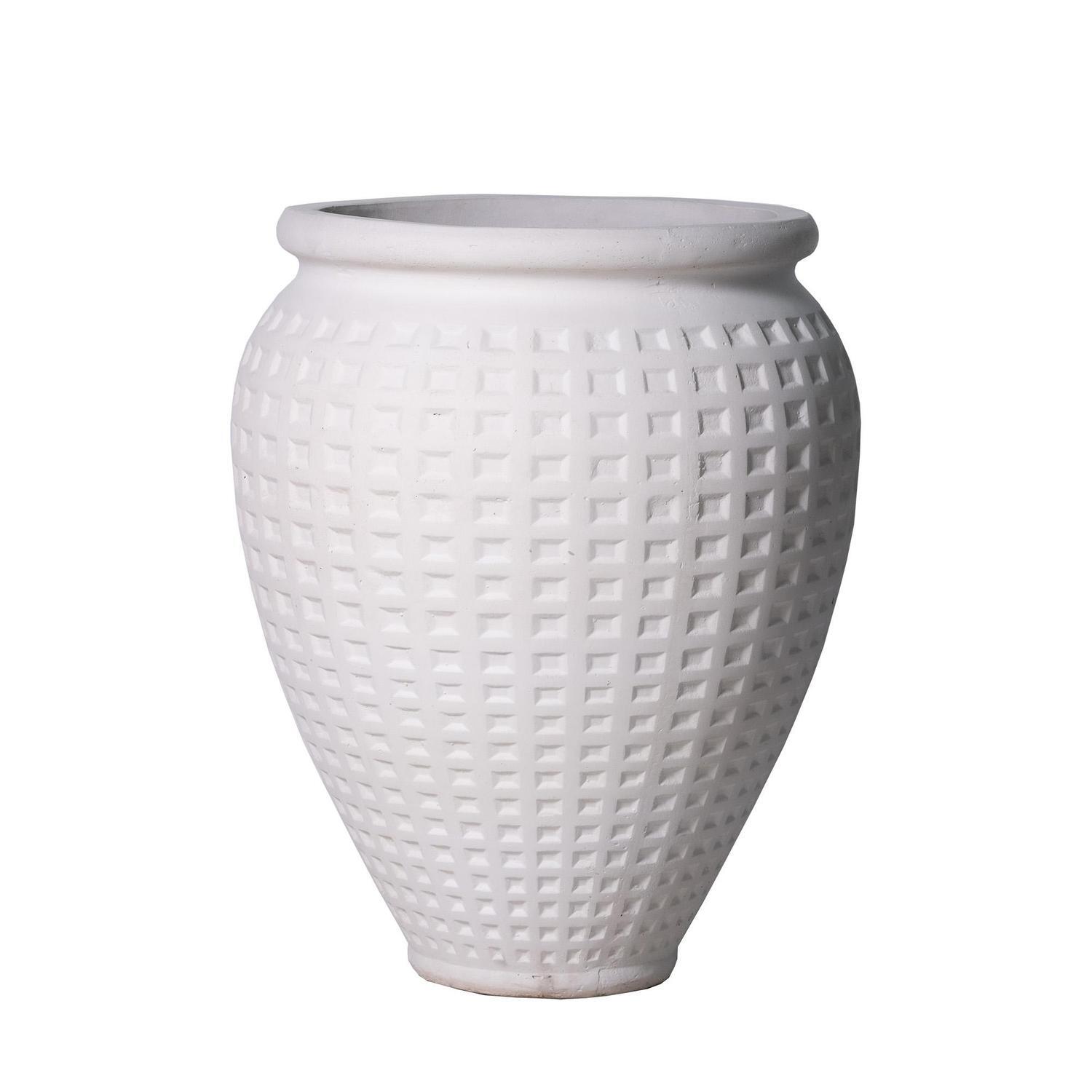 Urn Cement Waffle Pot M White