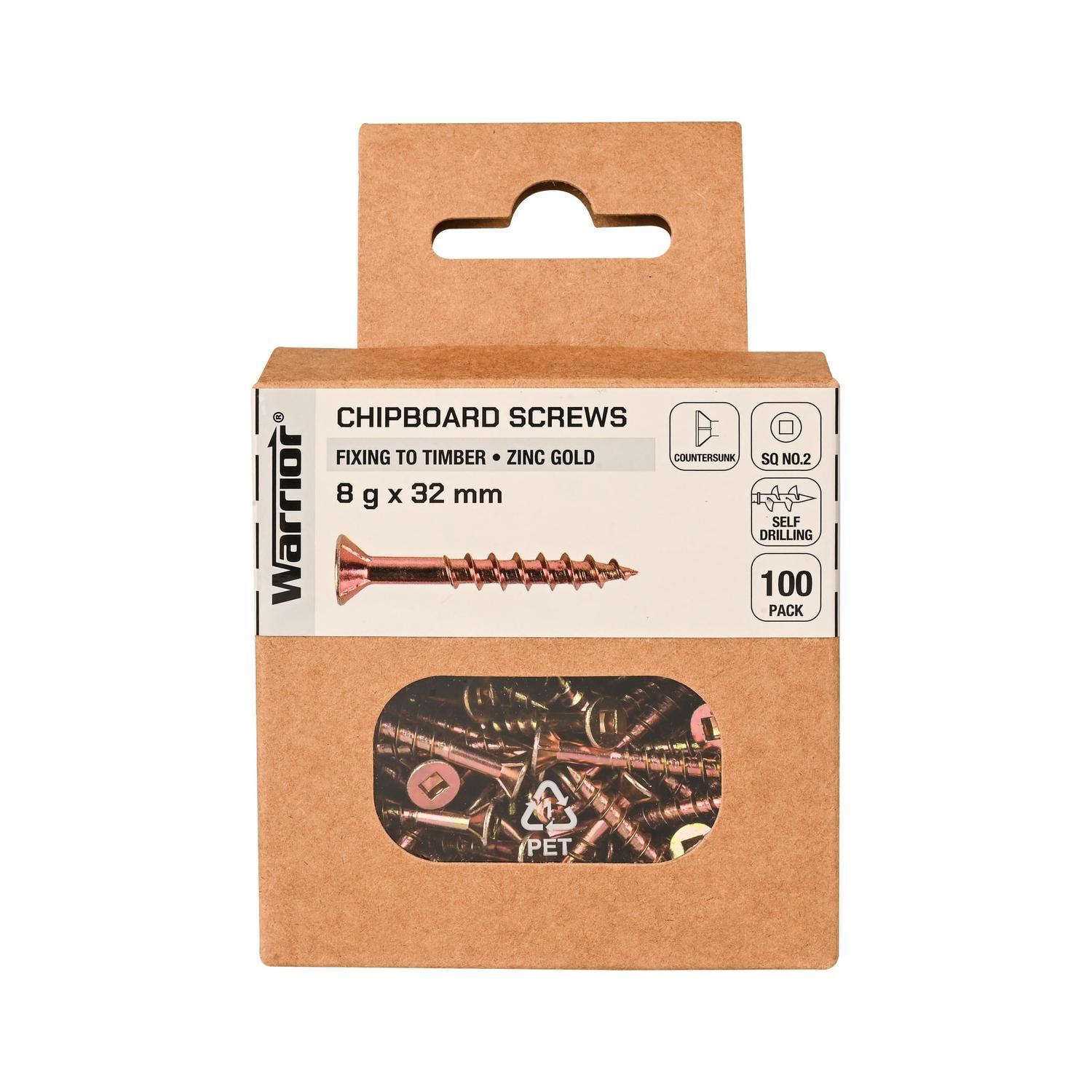 Chipboard Screws 8 g x 32mm Zinc Gold
