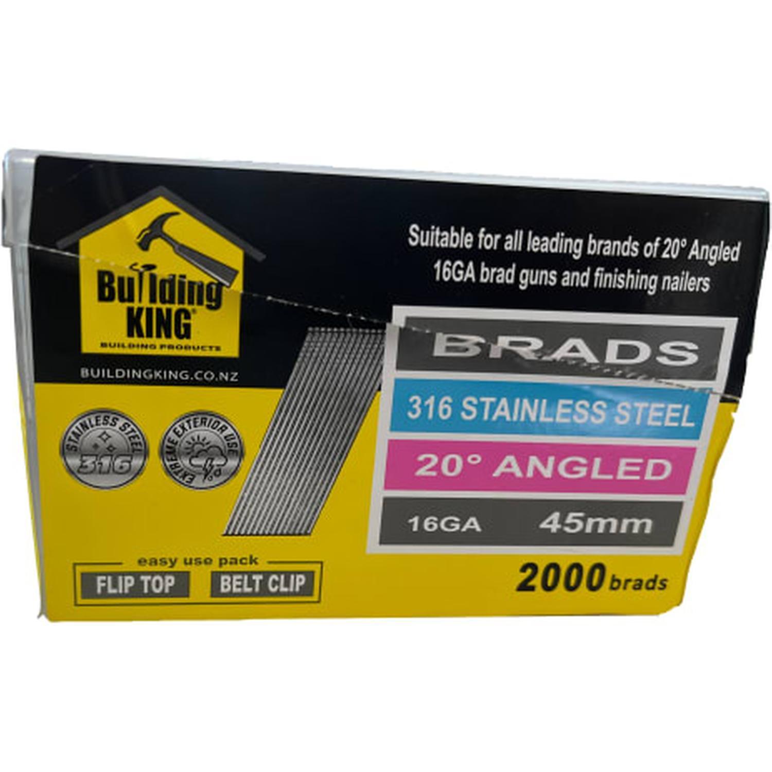Brad, Finishing Nail 16G x 45mm, Pack 2000 316 Stainless Steel