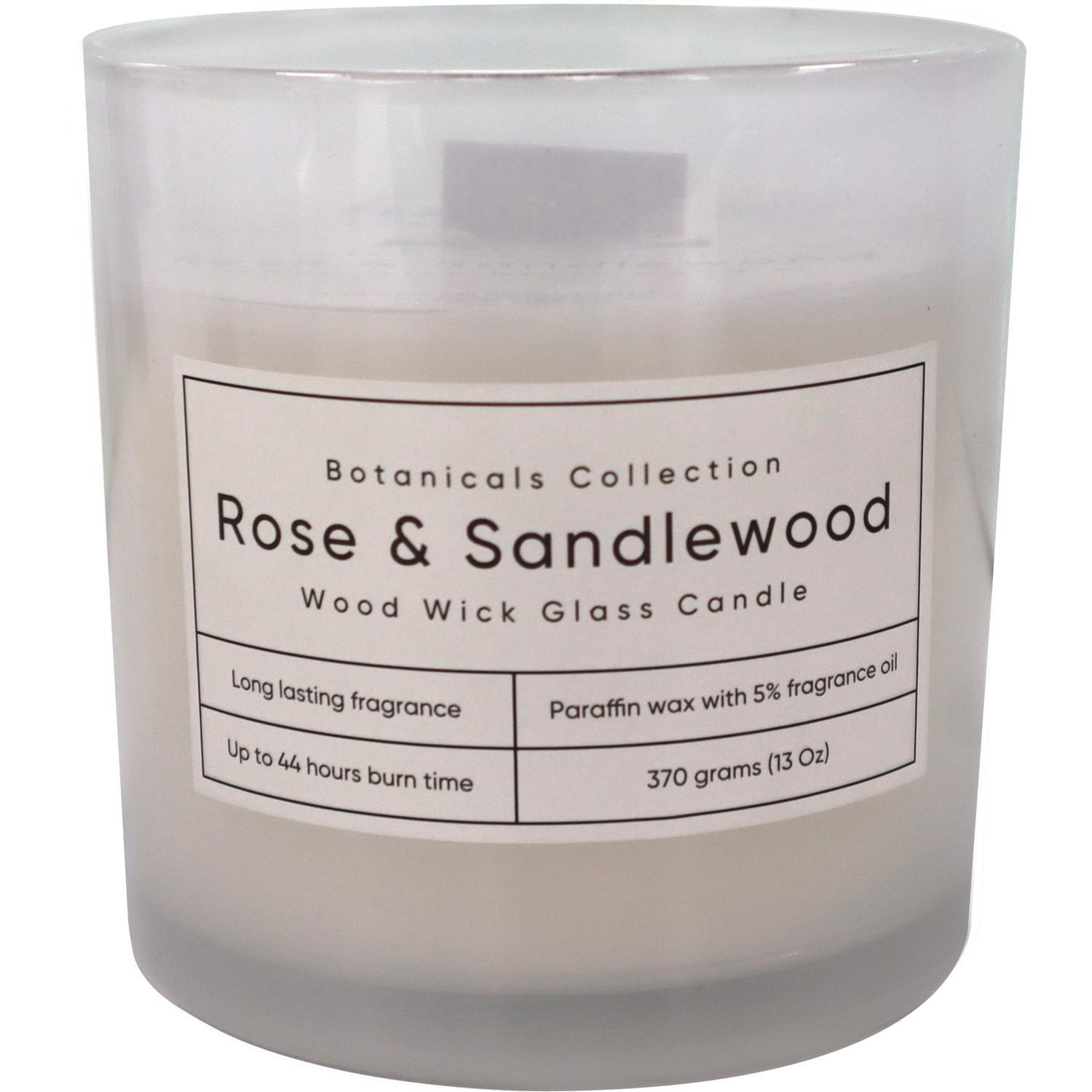 Wood Wick Glass Candle Rose and Sandlewood 370g