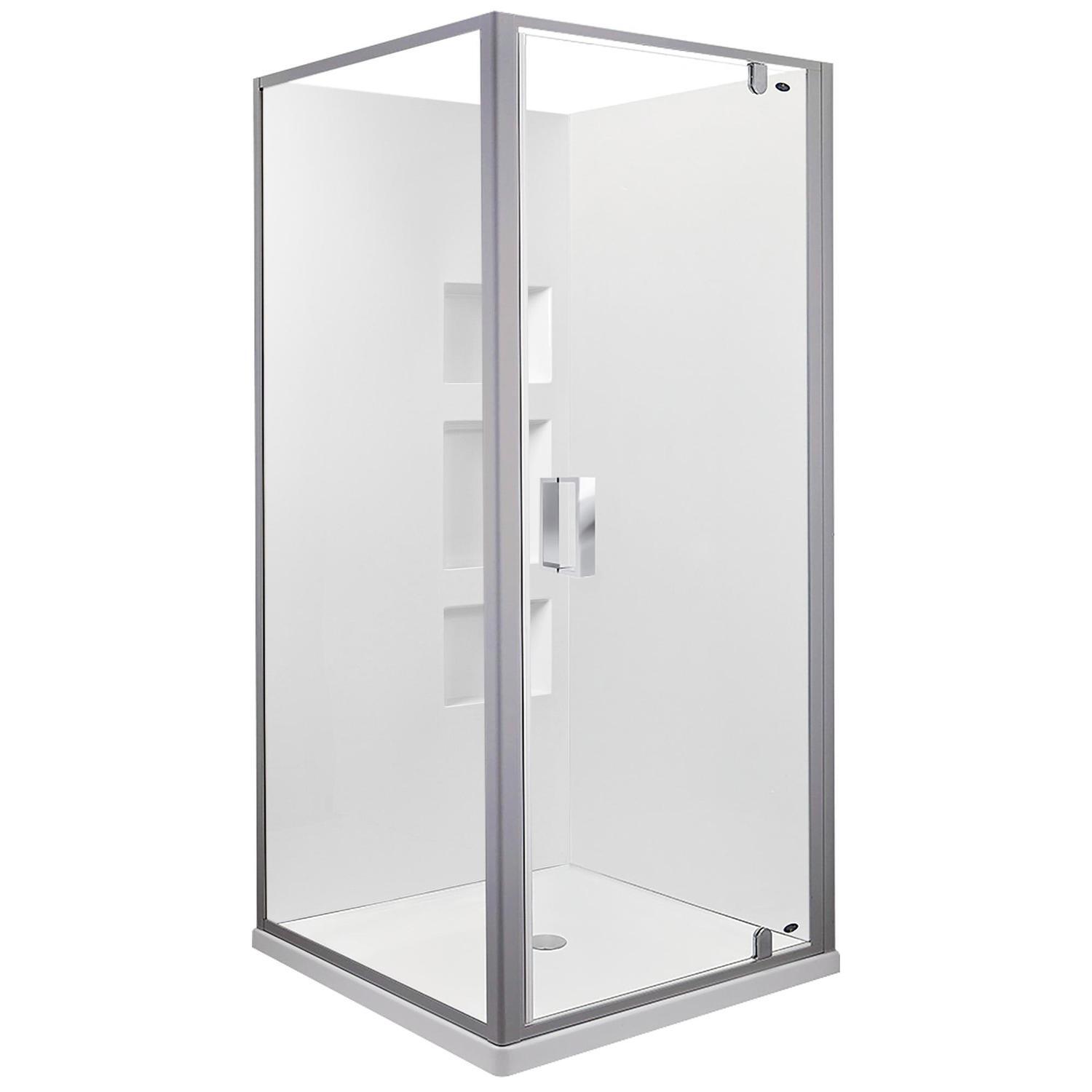 Emerald II Square Pivot Shower 1000mm x 1000mm Metallic Grey