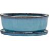 Glazed Bonsai Oval Pot Large Firework Green