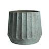 Ribbed Cement Drum Pot L Turquoise