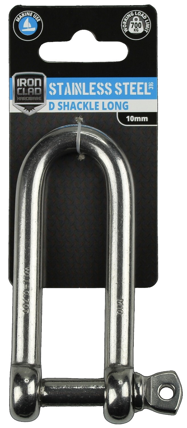 D Shackle Long  10mm Stainless Steel 316