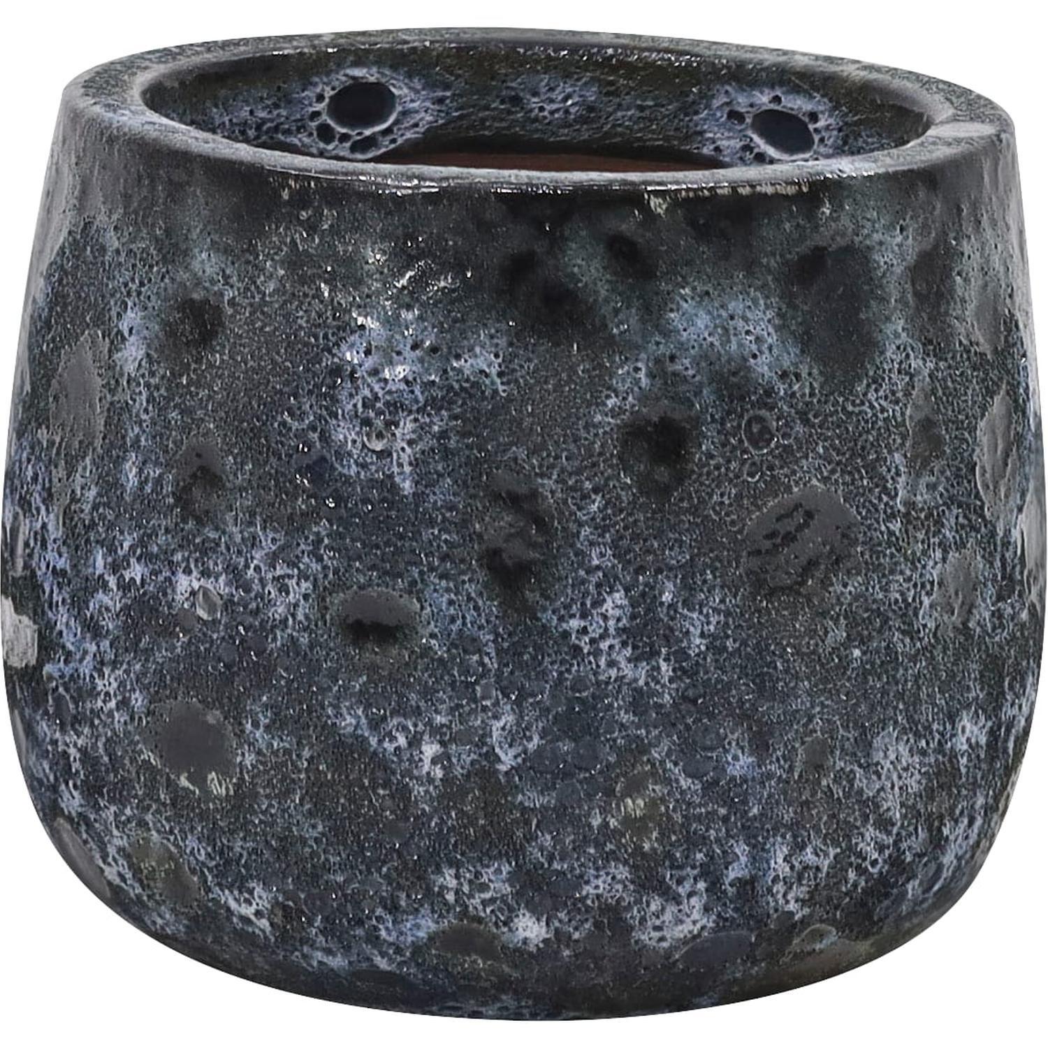 Glazed Egg Moon Pot Black Small