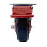 Rubber Swivel Castor with Brake 100mm Blue