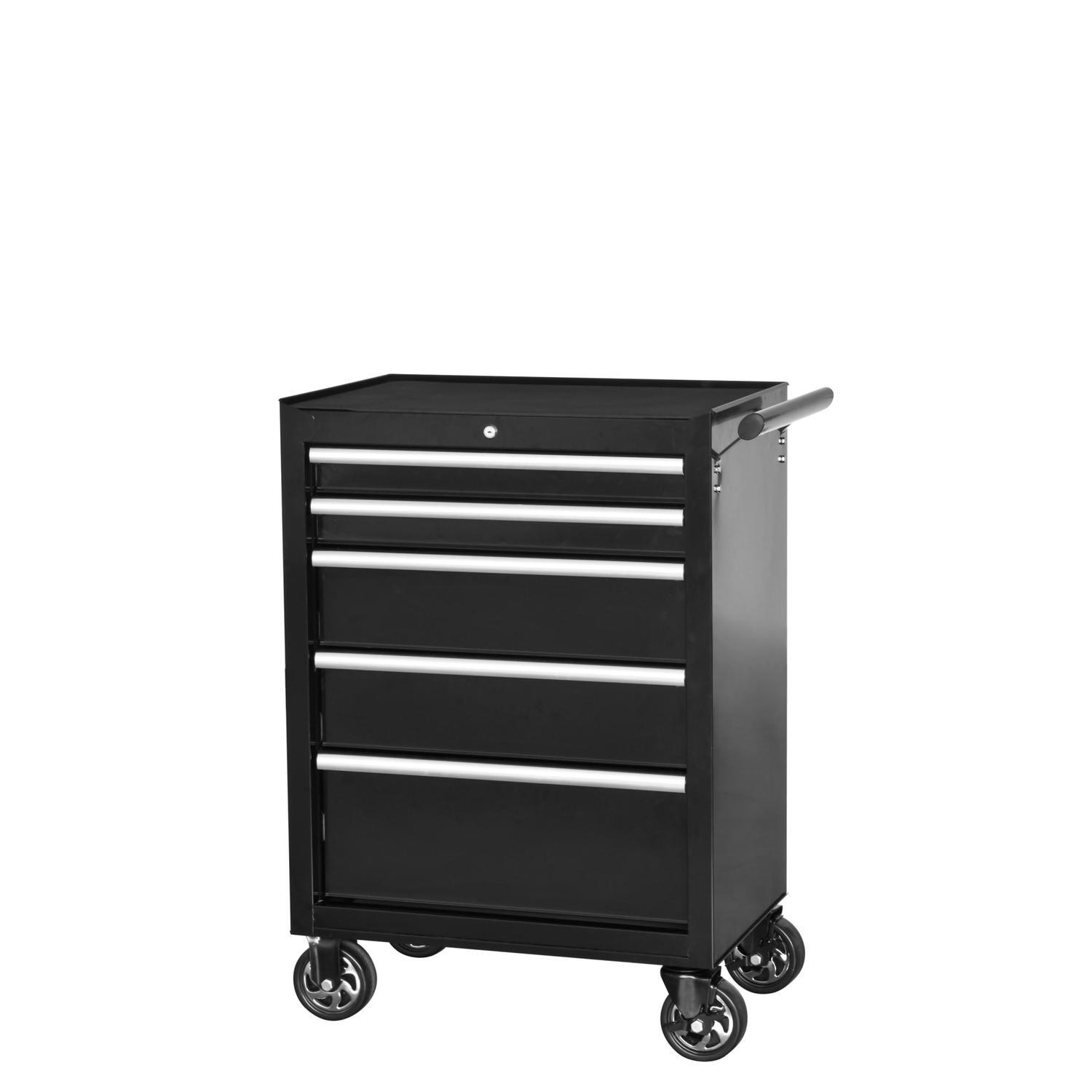 5-Drawer Tool Trolley 68 cm (27in)  H: 972 mm, W: 760 mm, D: 462mm Black