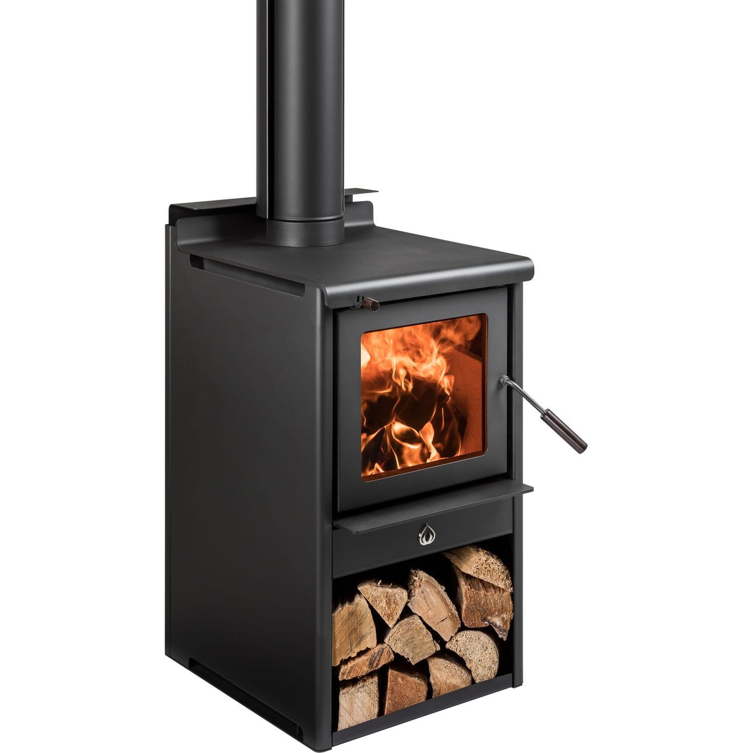 Serene ULEB Freestanding Woodbox Wood Fire and Flue Kit