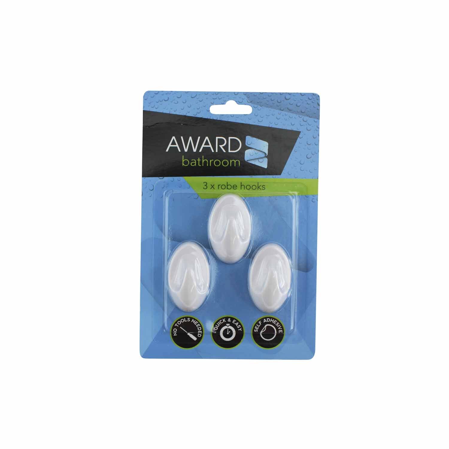 Set Of 3 Robe Hooks Self Adhesive