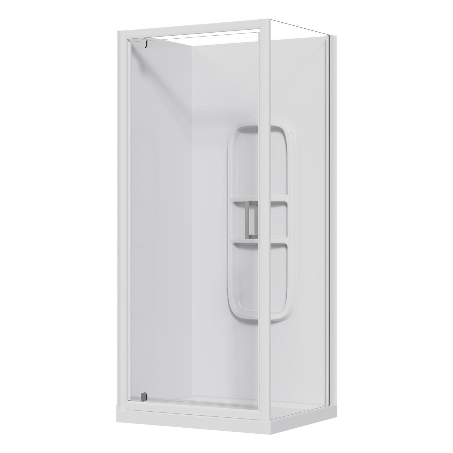 2 Sided Side Mould Acrylic Shower LH 900 x 750 x 2015mm White