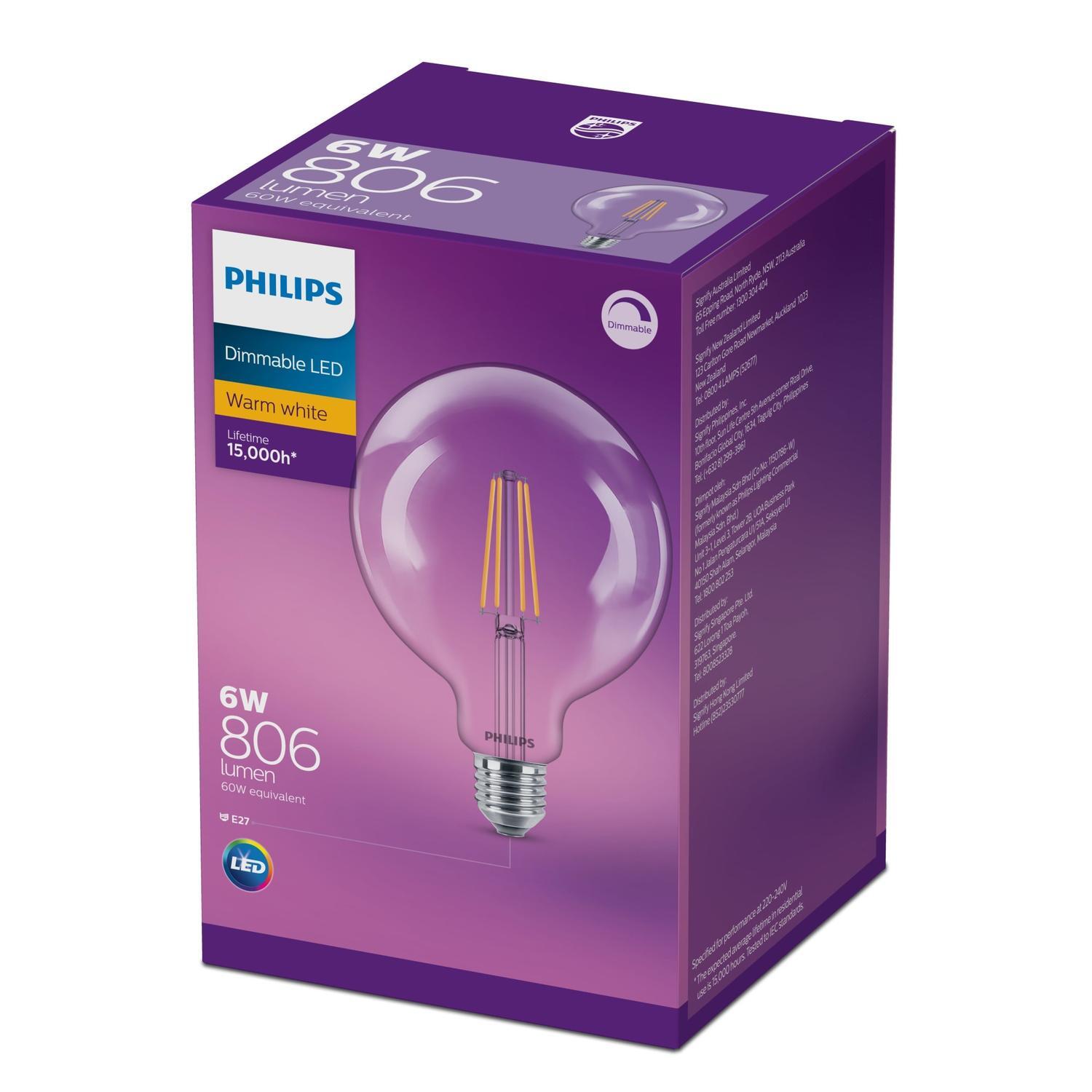 LED Filament G120 E27 Dimmable 6 Watt Warm White