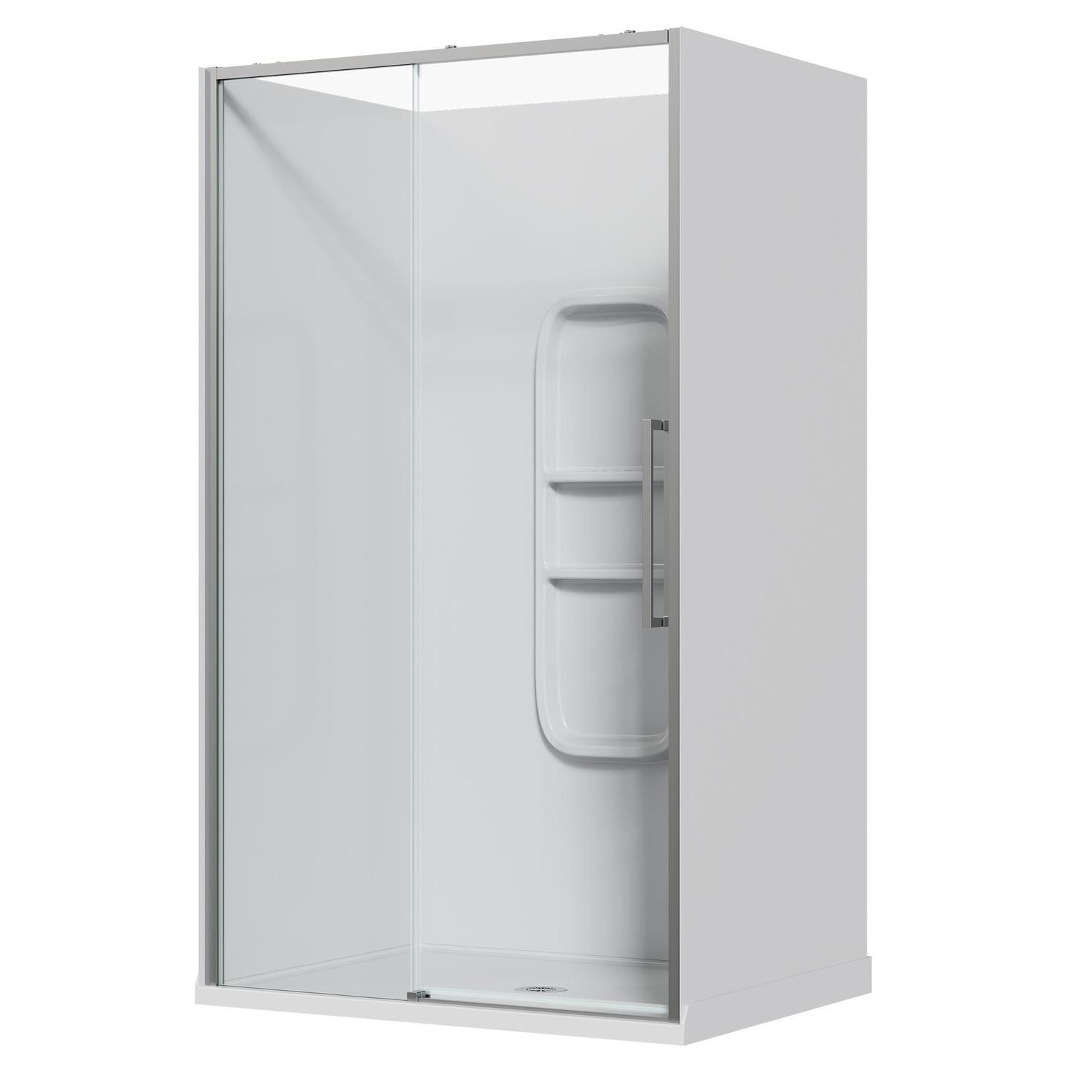 Alcove Frameless Sliding Side Mould Acrylic Shower 1200 x 915 x 2040mm Chrome