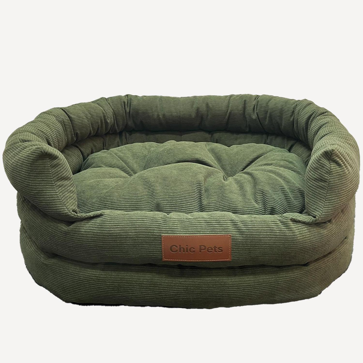 Dog Sofa Corduroy Bed Olive Small