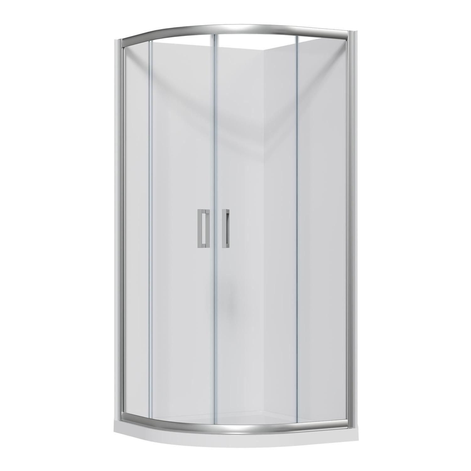 Curved Flat Wall Acrylic Shower 900 x 900 x 2015mm Chrome