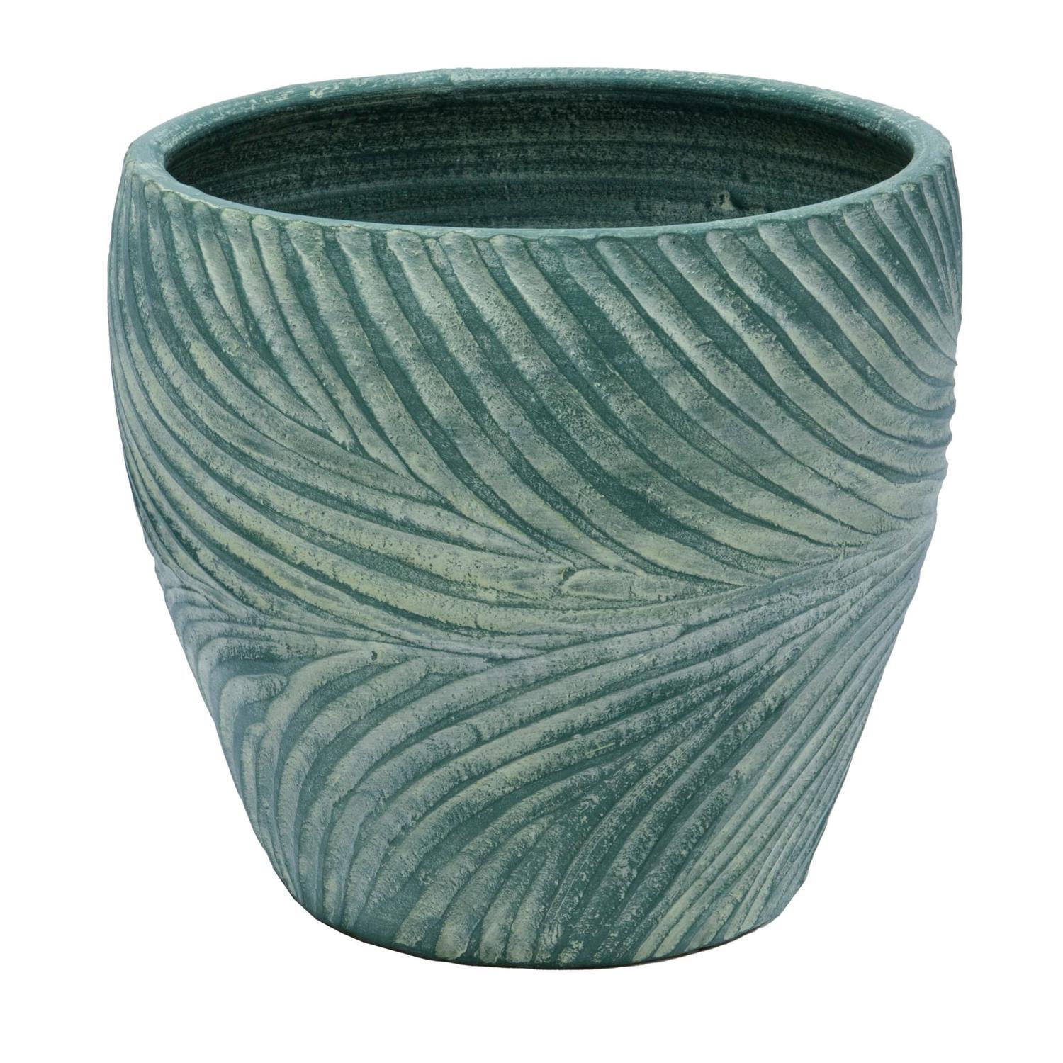 Belly Carved Indoor Green Pot Small