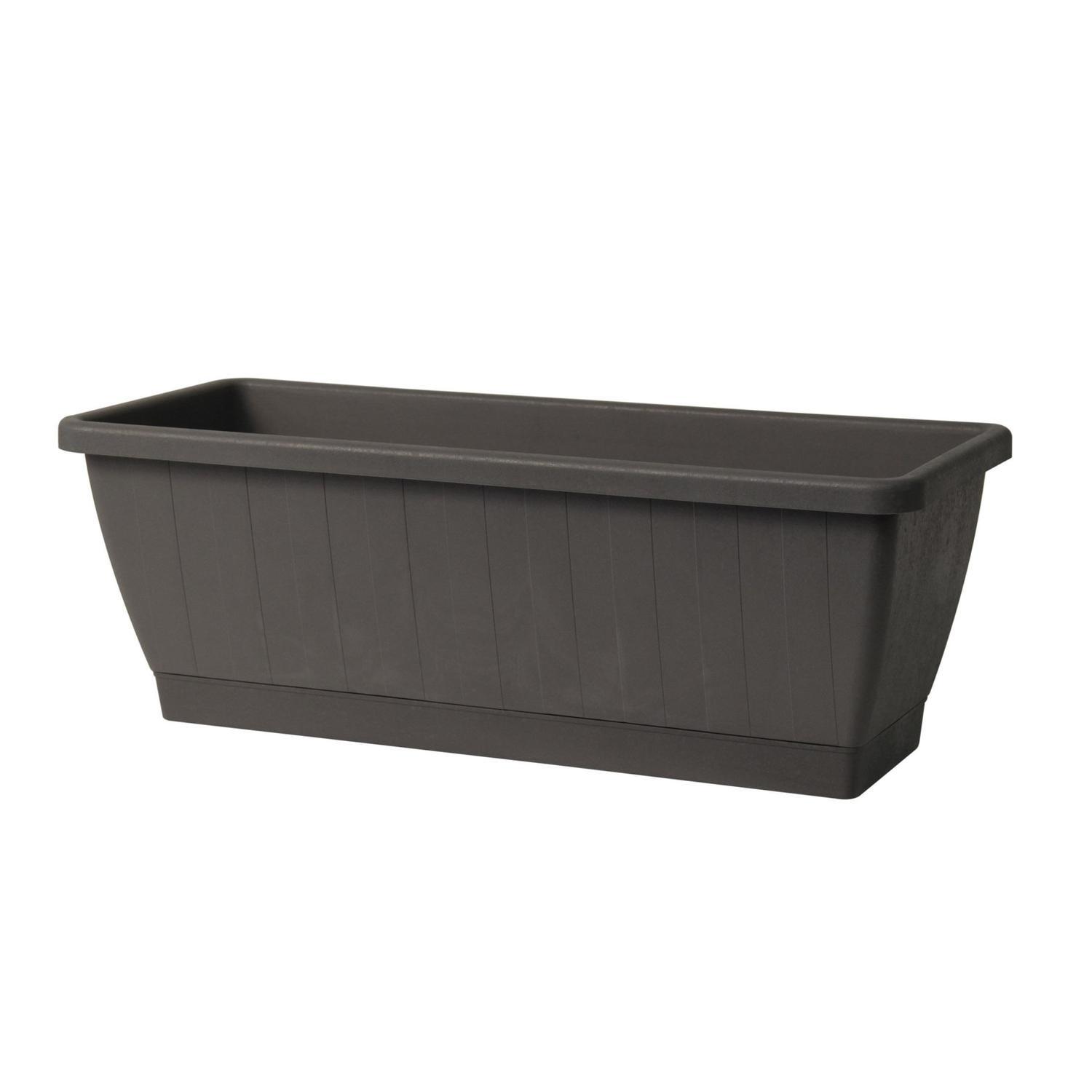 Plastic Kezar Planter Box with Tray Anthracite 40cm