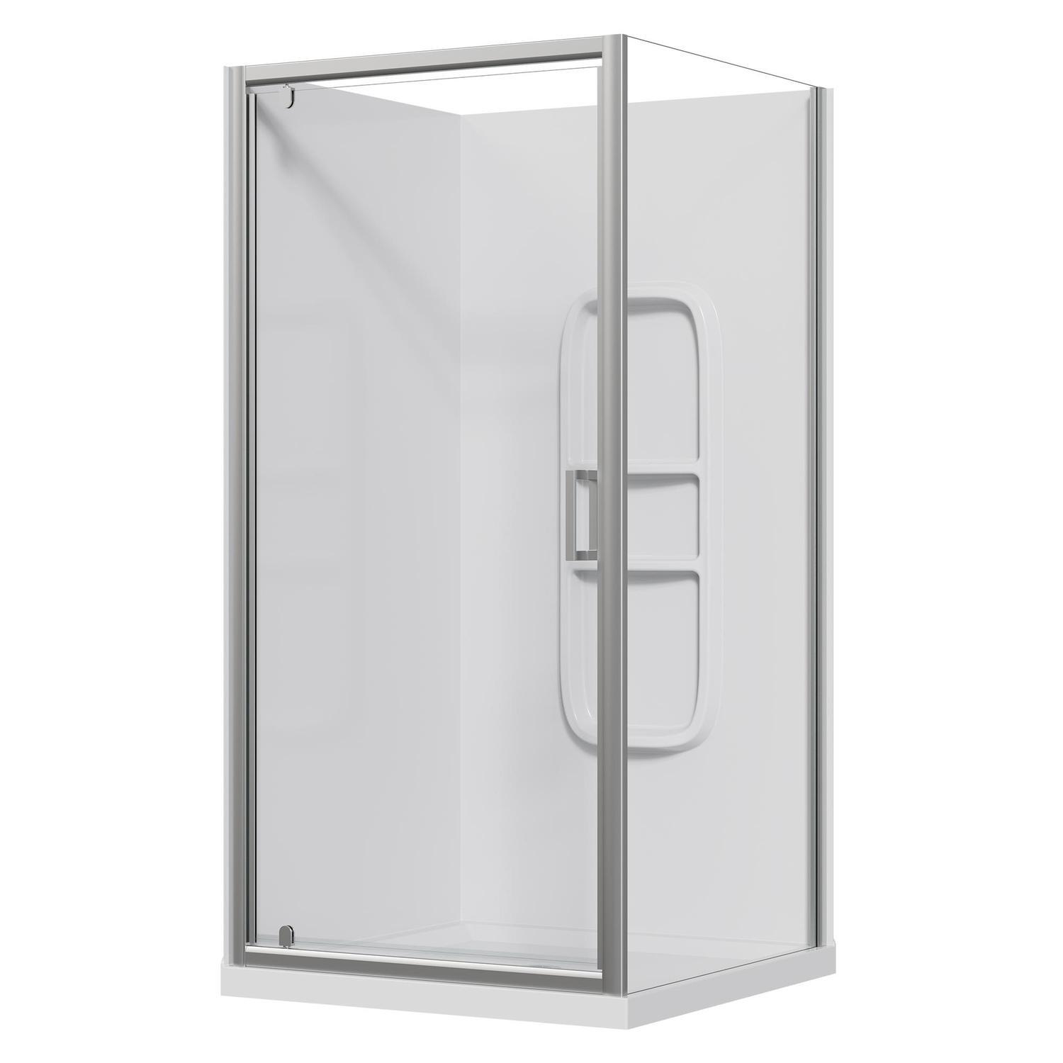 2 Sided Side Mould Acrylic Shower 1000 x 1000 x 2015mm Chrome