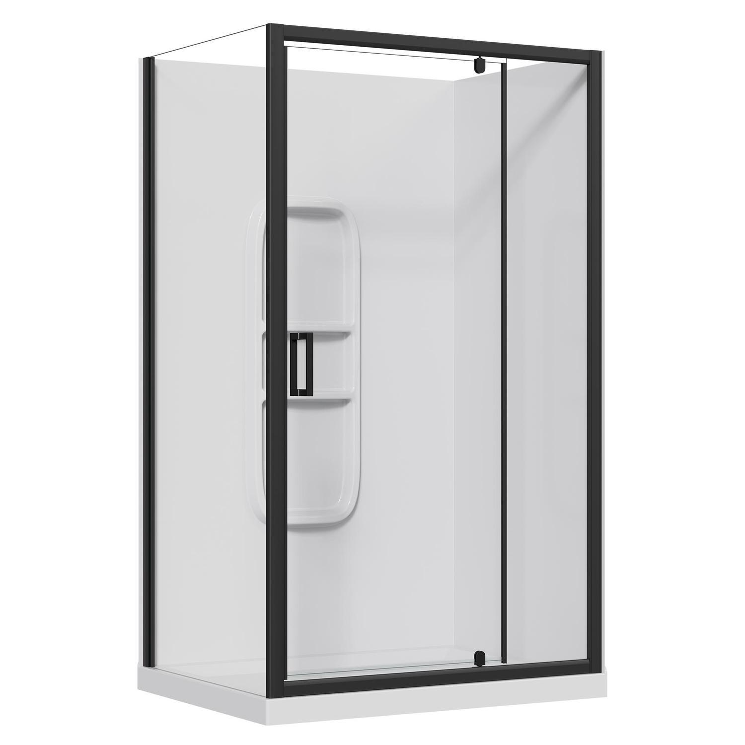 2 Sided Side Mould Acrylic Shower RH 1200 x 900 x 2015mm Black