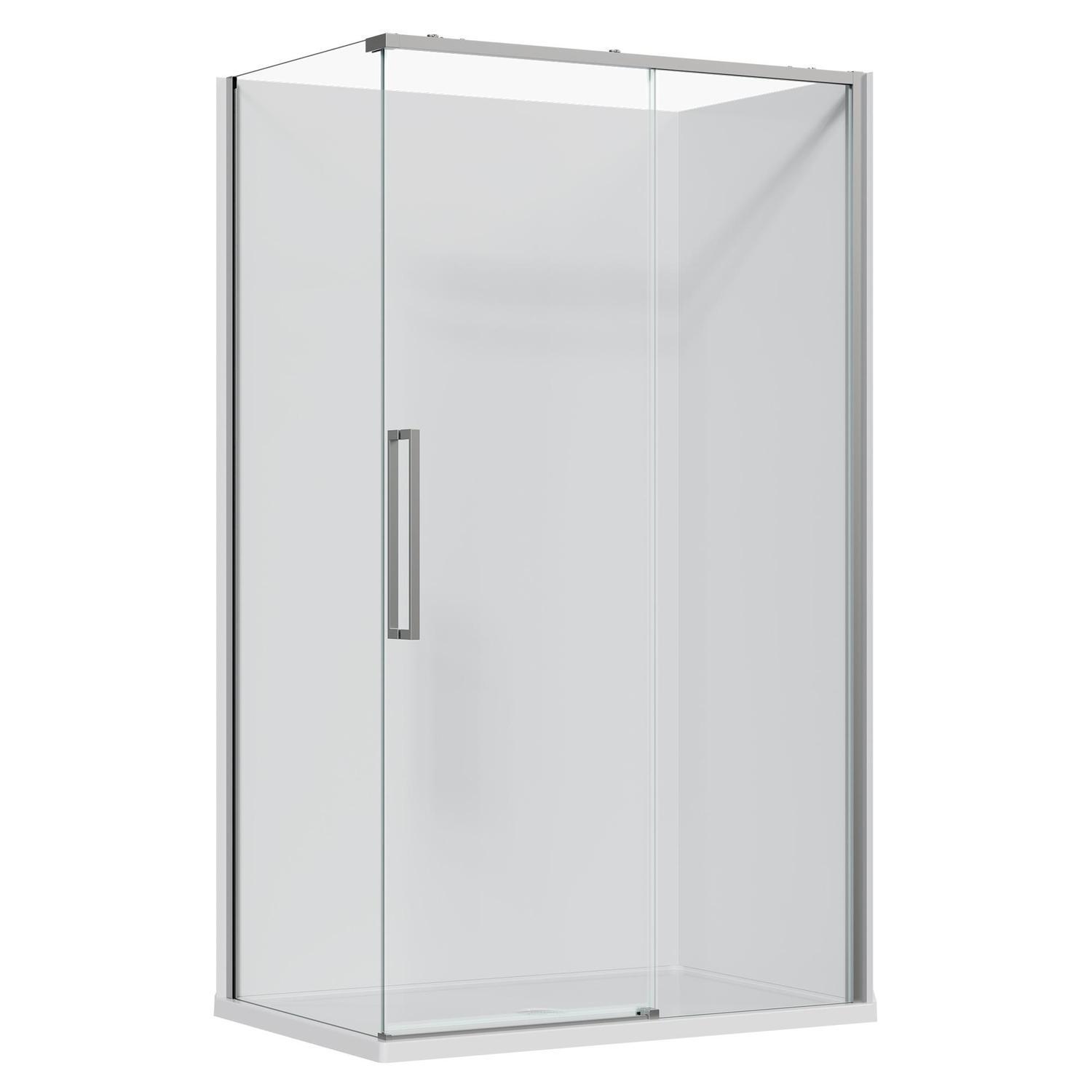 2 Sided Frameless Sliding Flat Wall Acrylic Shower RH 1200 x 800 x 2040mm Chrome