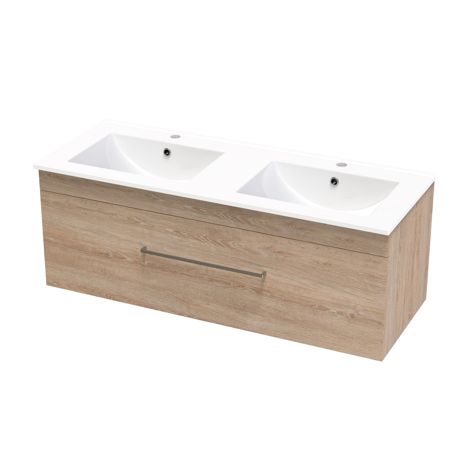 Cashmere Single Drawer Double Bowl Wall Hung Vanity