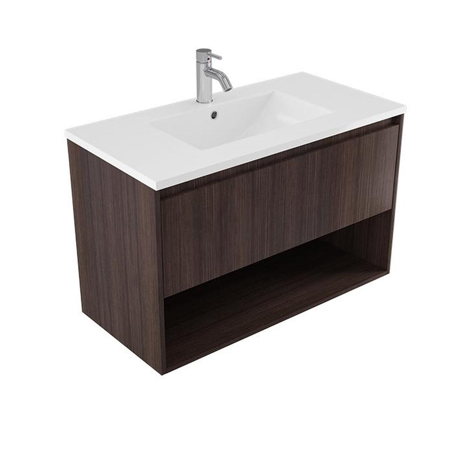 Wall Vanity 900mm Charred Oak