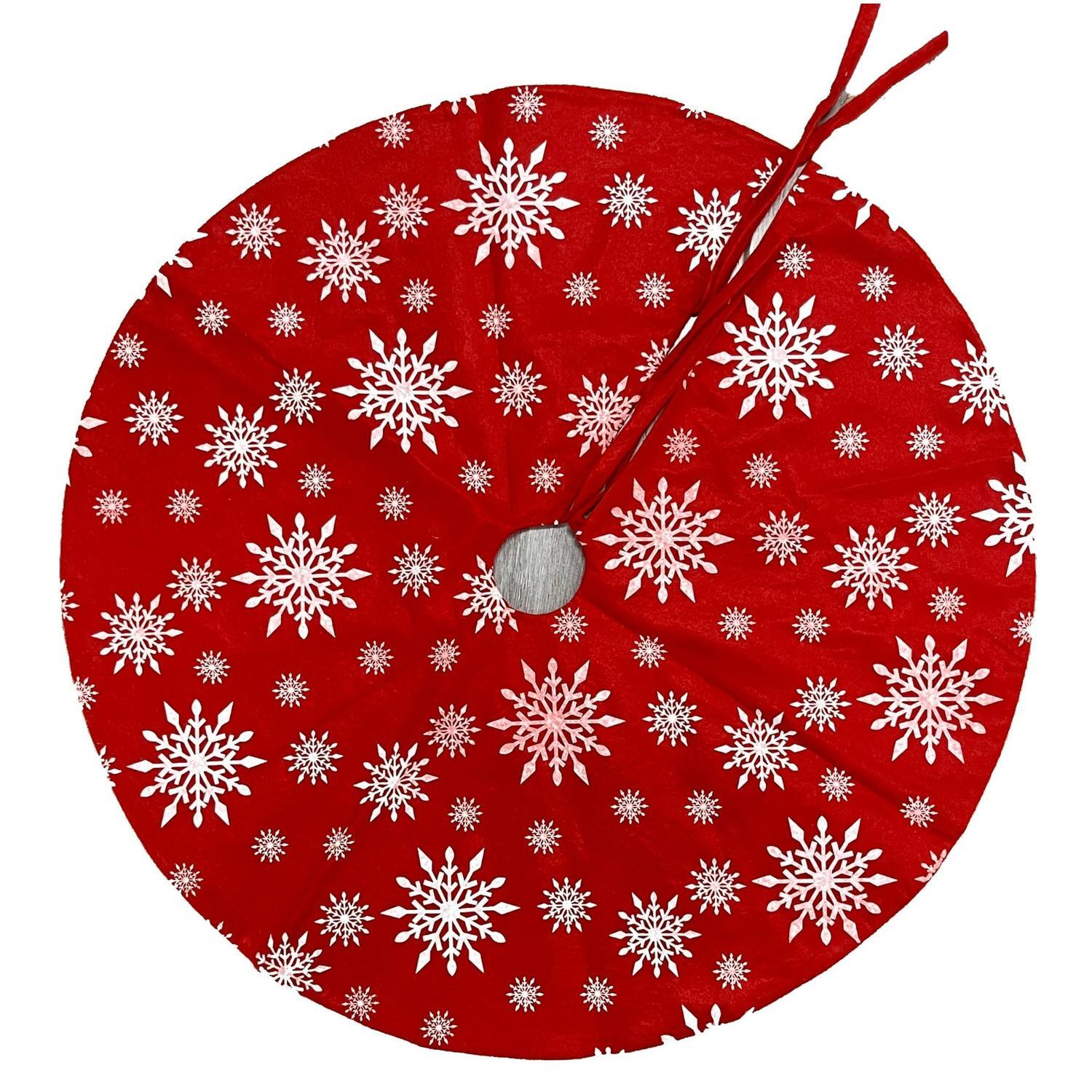 Christmas Tree Skirt Snowflake 98cm Red