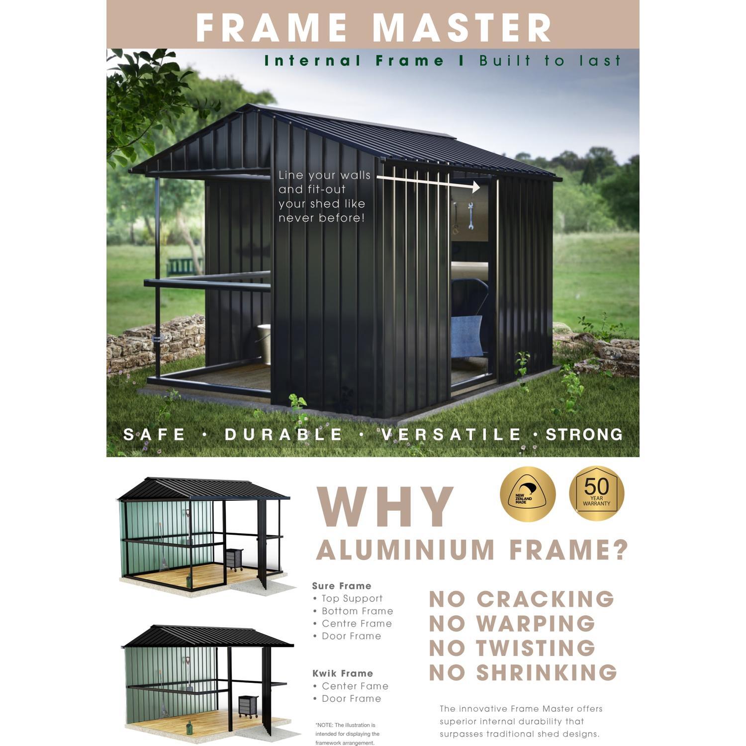 Shed H:1830mm, W:3770mm, D:3030mm Assorted Colours