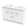 Cashmere Double Bowl Classic Floor Standing Vanity W: 1190mm, D: 445mm, H: 850mm. White Melamine