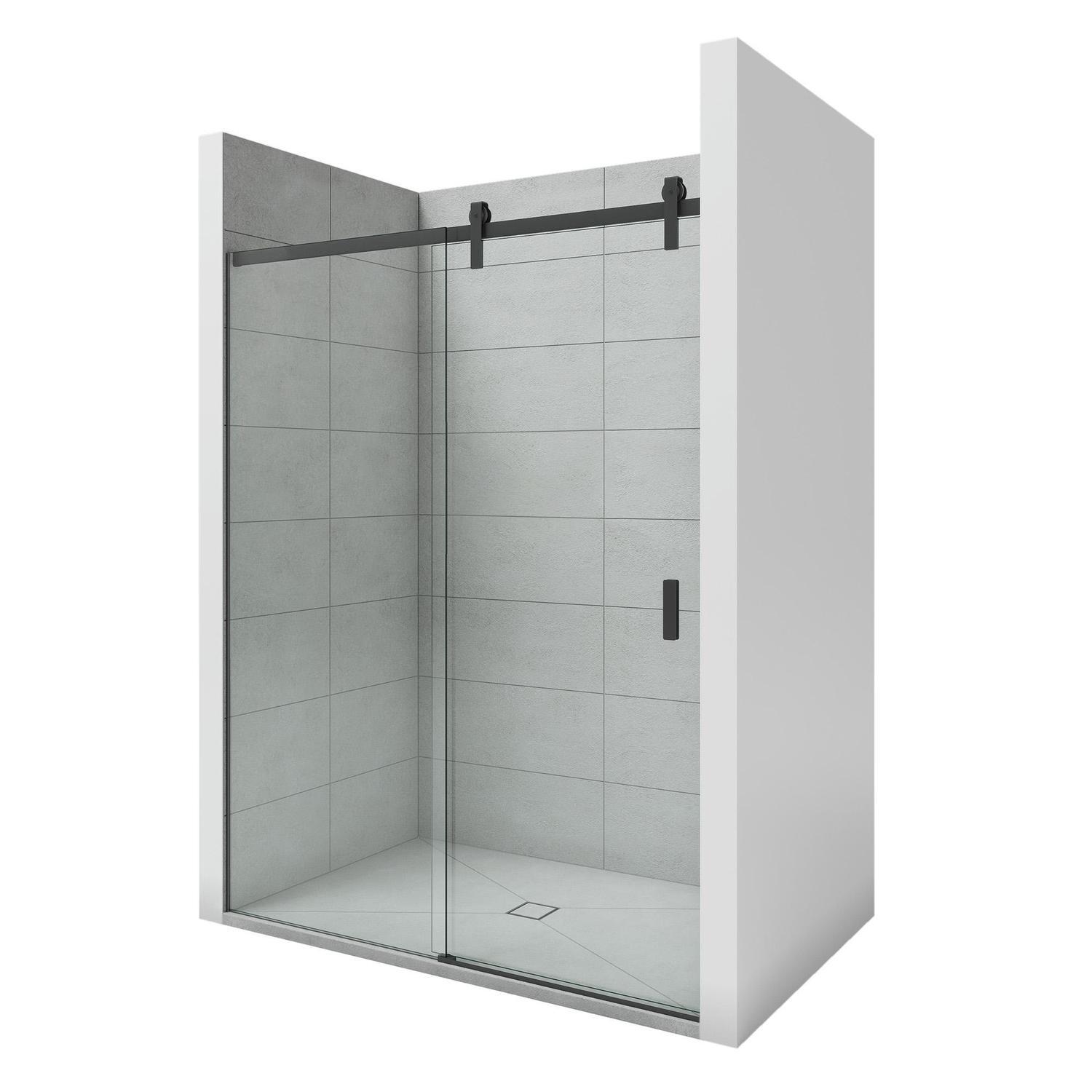 1600 x 1000mm 3-Wall TileOver Tray and Matte Black Sliding Screen