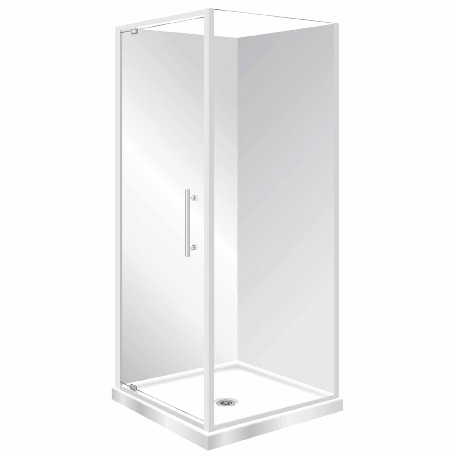 Aquarius Square Shower Flat Wall Left Hand Tray with Pivot Door