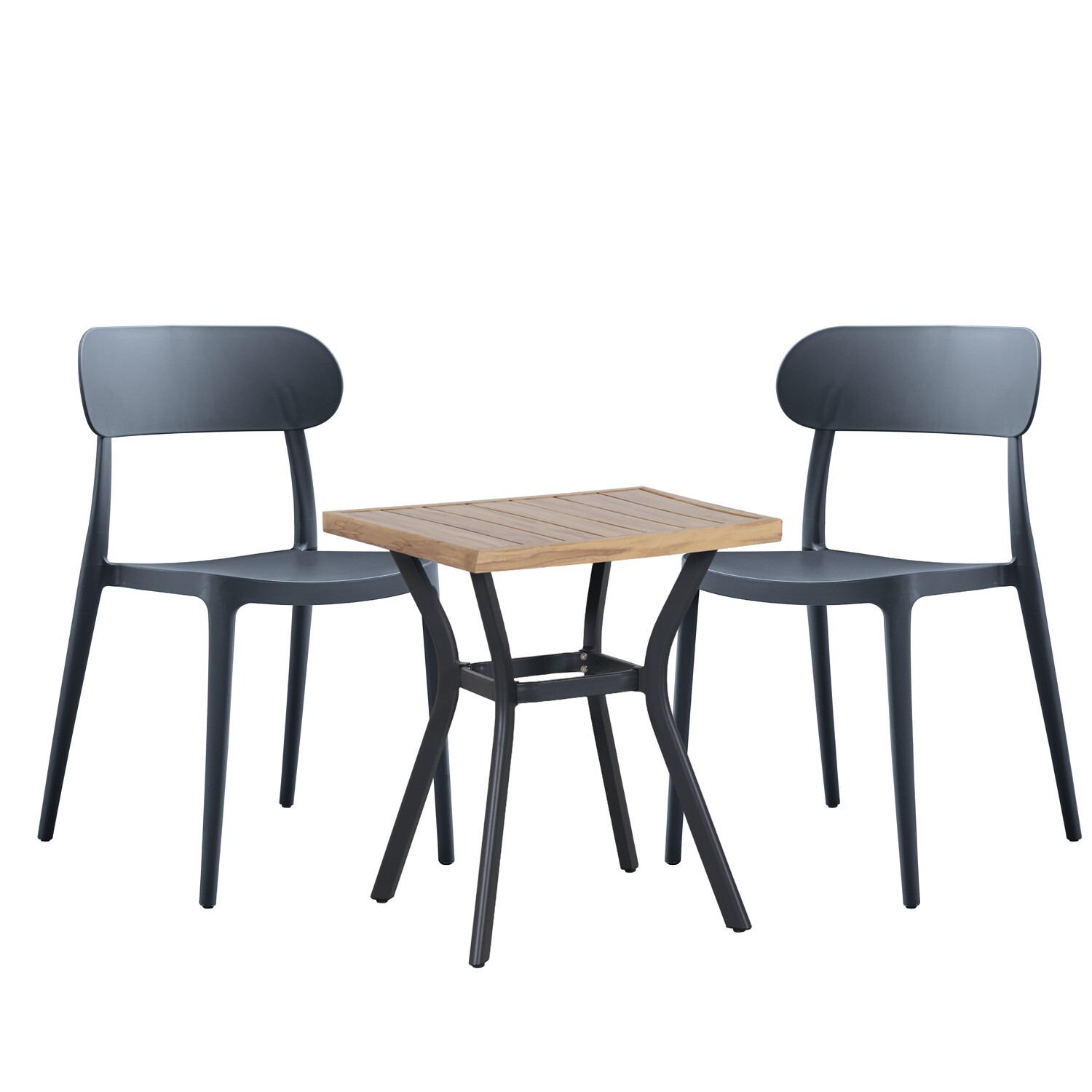 Outdoor Dining Setting 3 Piece Fes Curve Dining Chair Charcoal