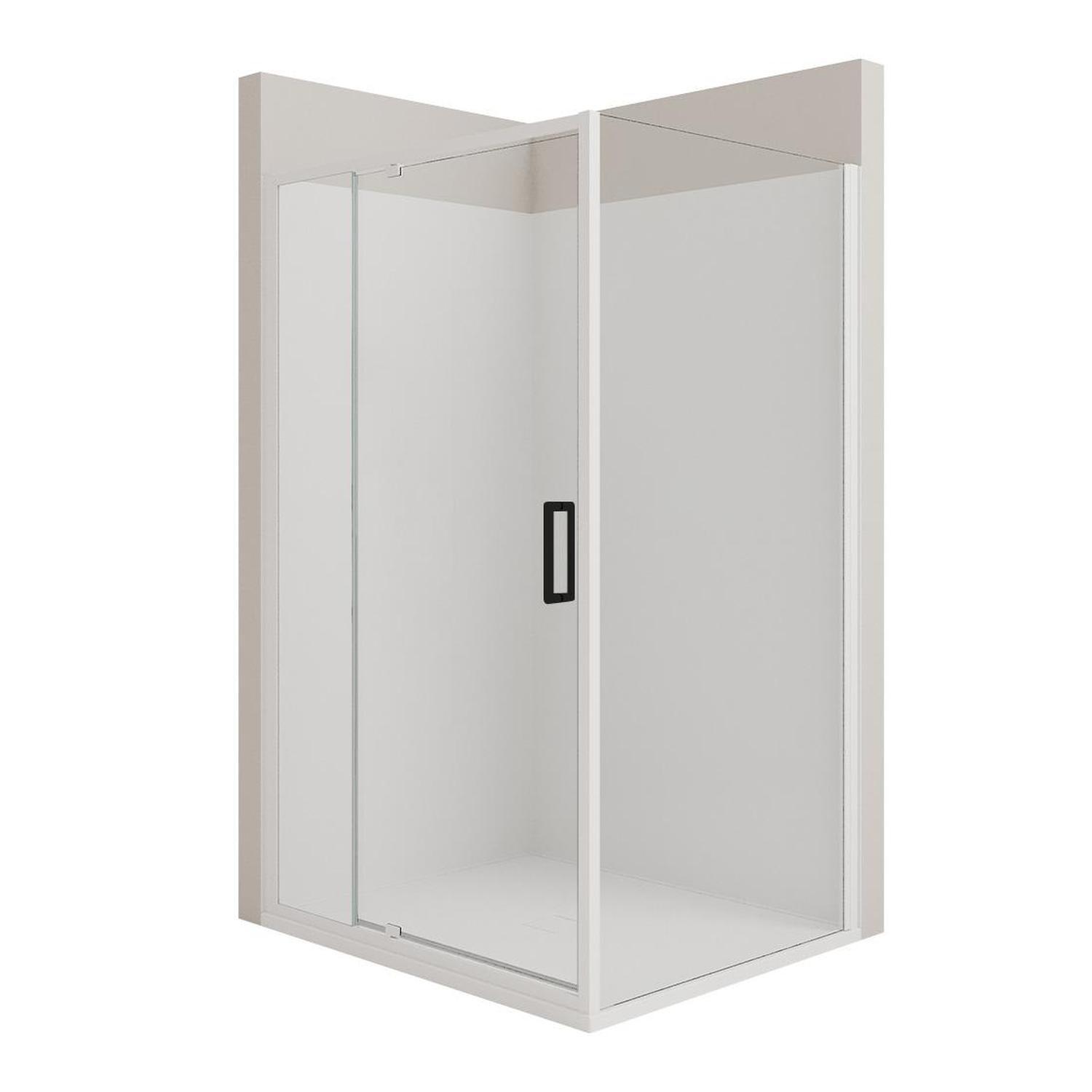 Left Hand 2 Sided Tiled Wall Shower 1200 x 900mm Matte Black