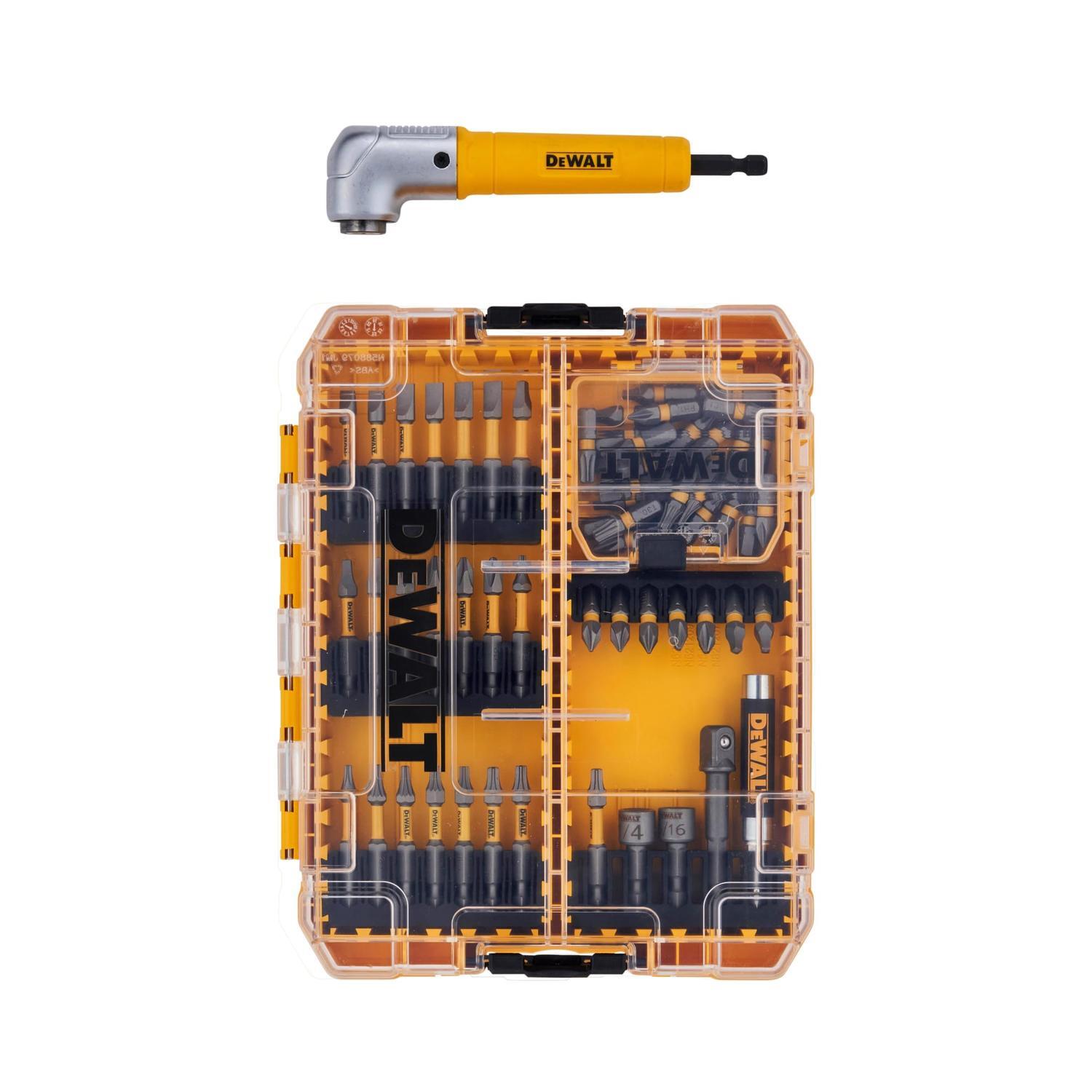 60 piece MAX FIT Screwdriver Bit Set With Right Angle Attachment