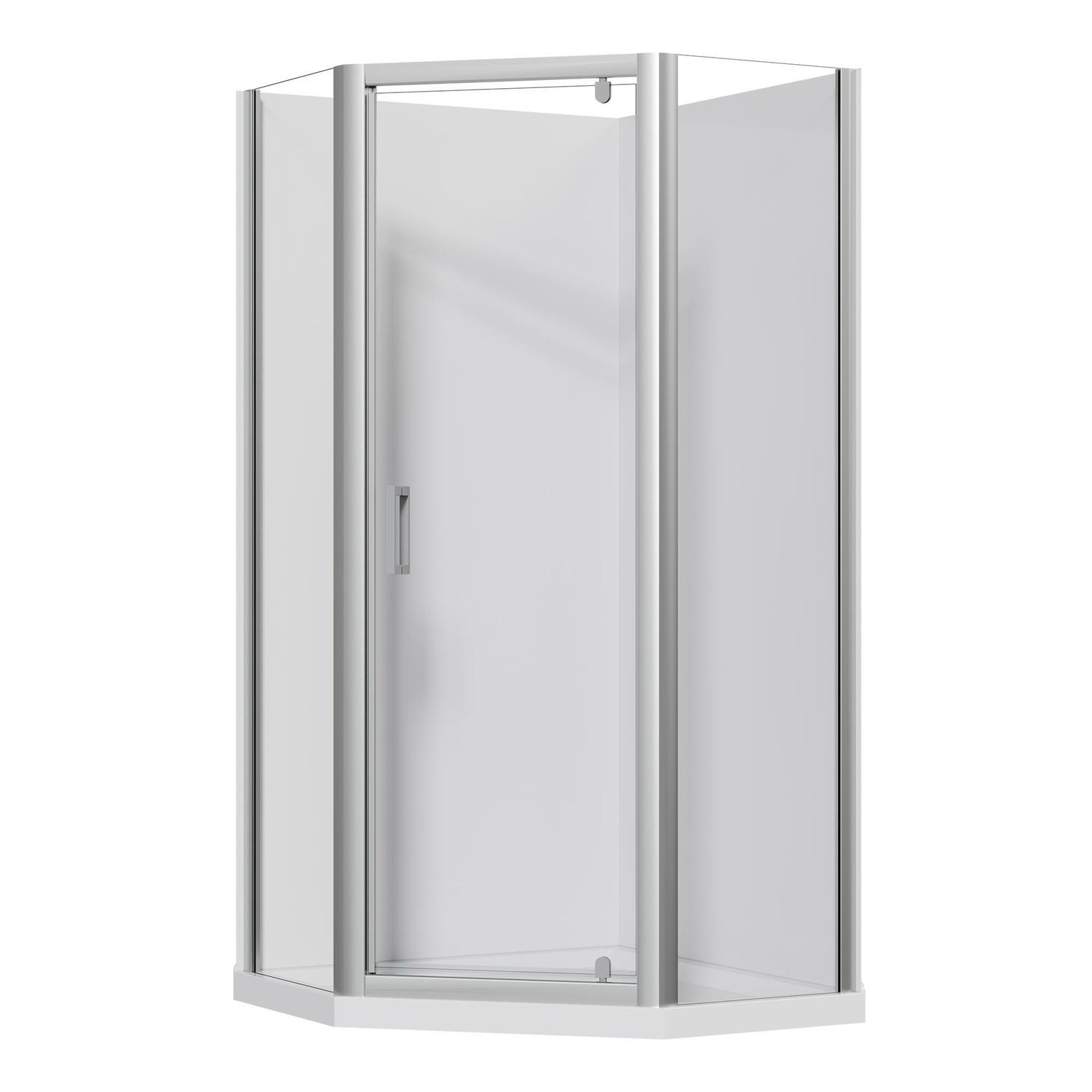 Corner Angle Flat Wall Acrylic Shower 1000 x 1000 x 2015mm Chrome