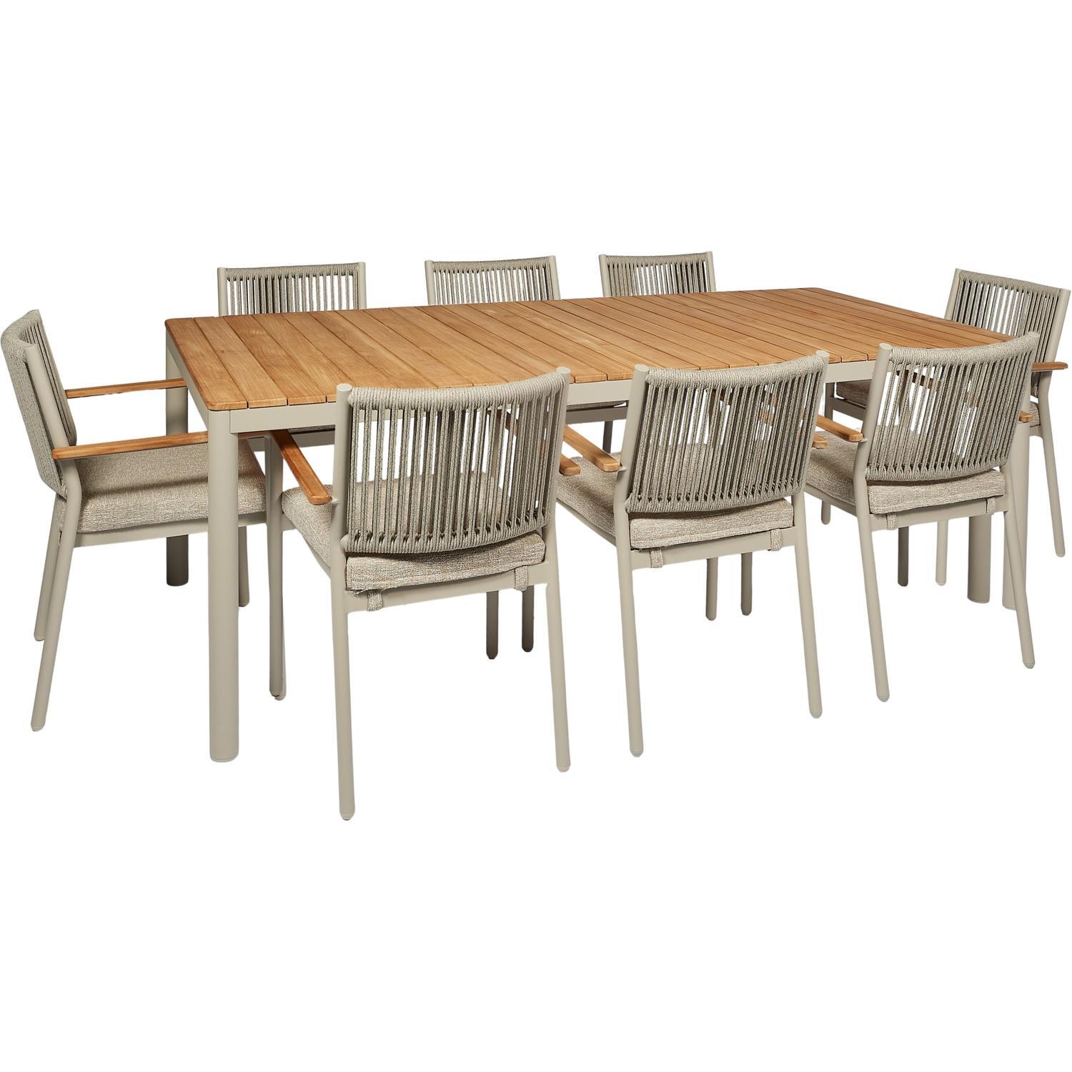 Outdoor Dining Setting with Rope Chairs 9 Piece