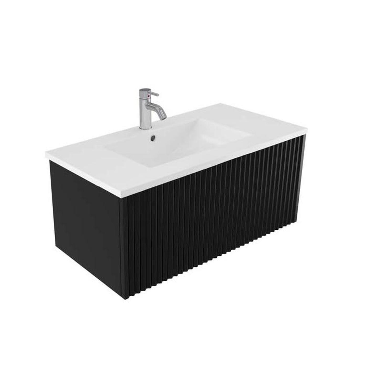 Wave Wall Hung Vanity 900mm Nero