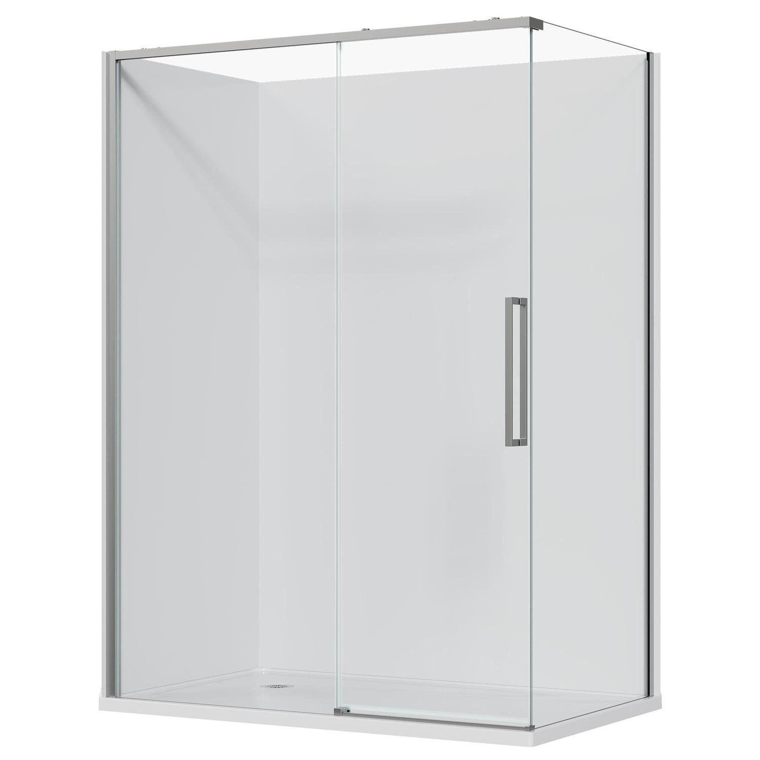 2 Sided Frameless Sliding Flat Wall Acrylic Shower LH 1500 x 915 x 2040mm Chrome