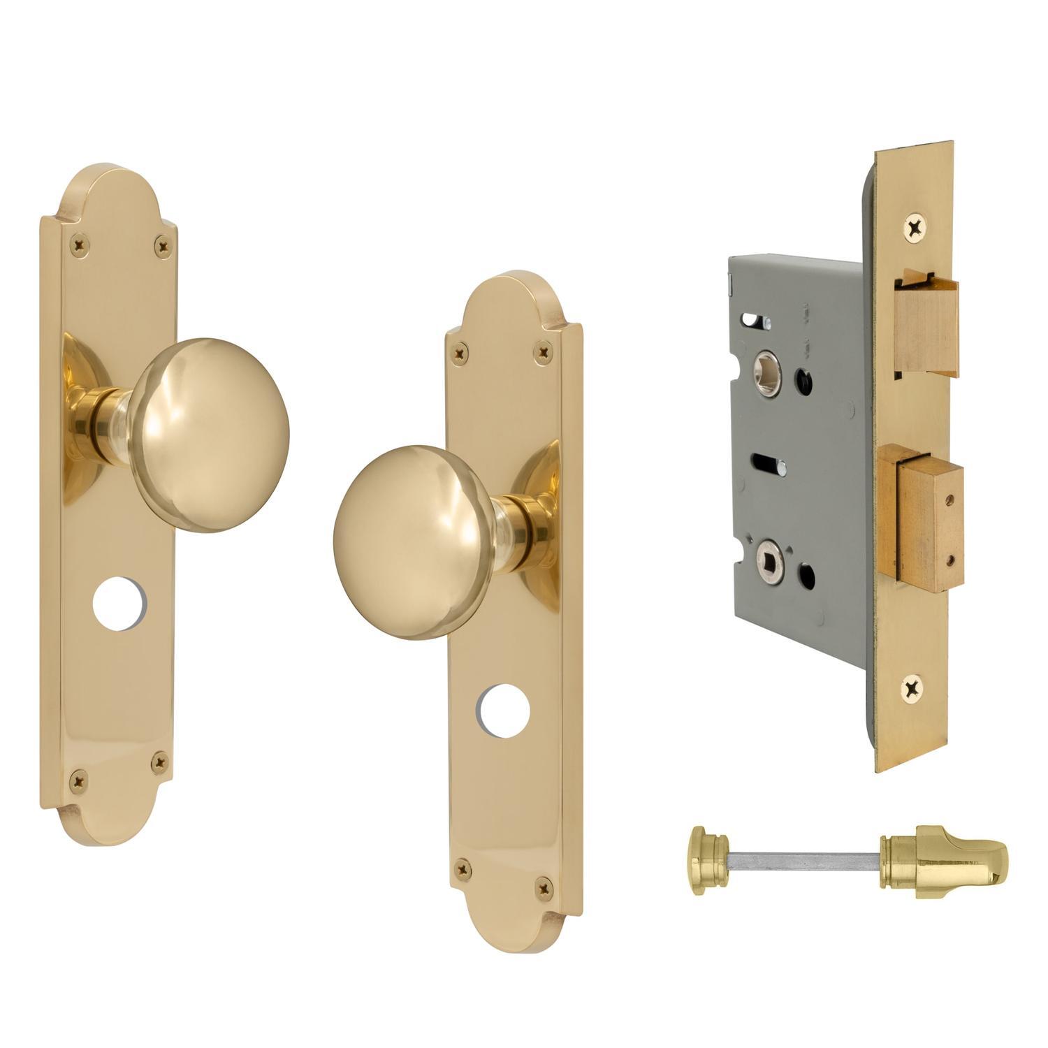 Sutton Victorian Longplate Privacy Set Polished Brass
