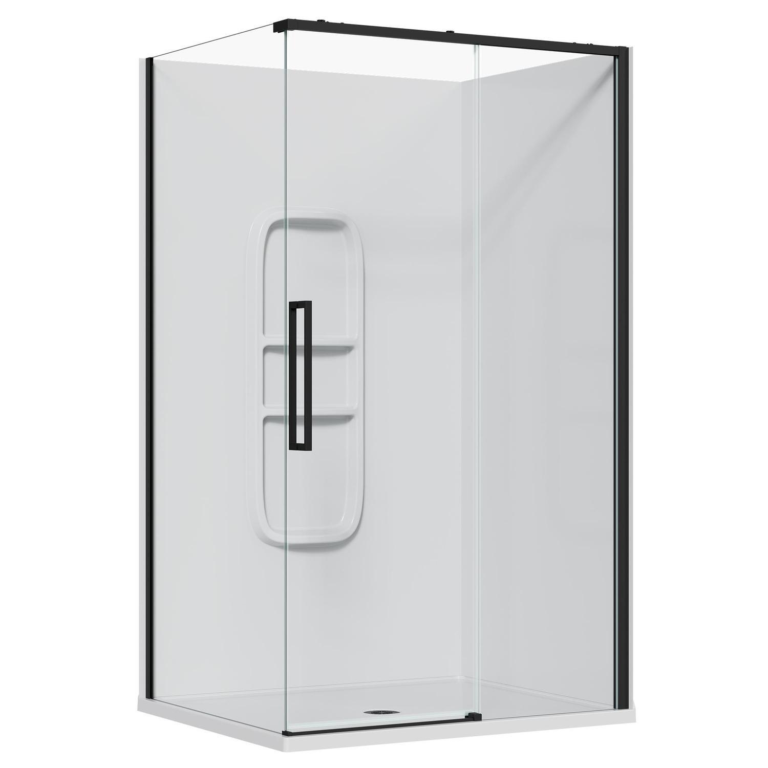 2 Sided Frameless Sliding Side Mould Acrylic Shower RH 1200 x 1000 x 2040mm Black