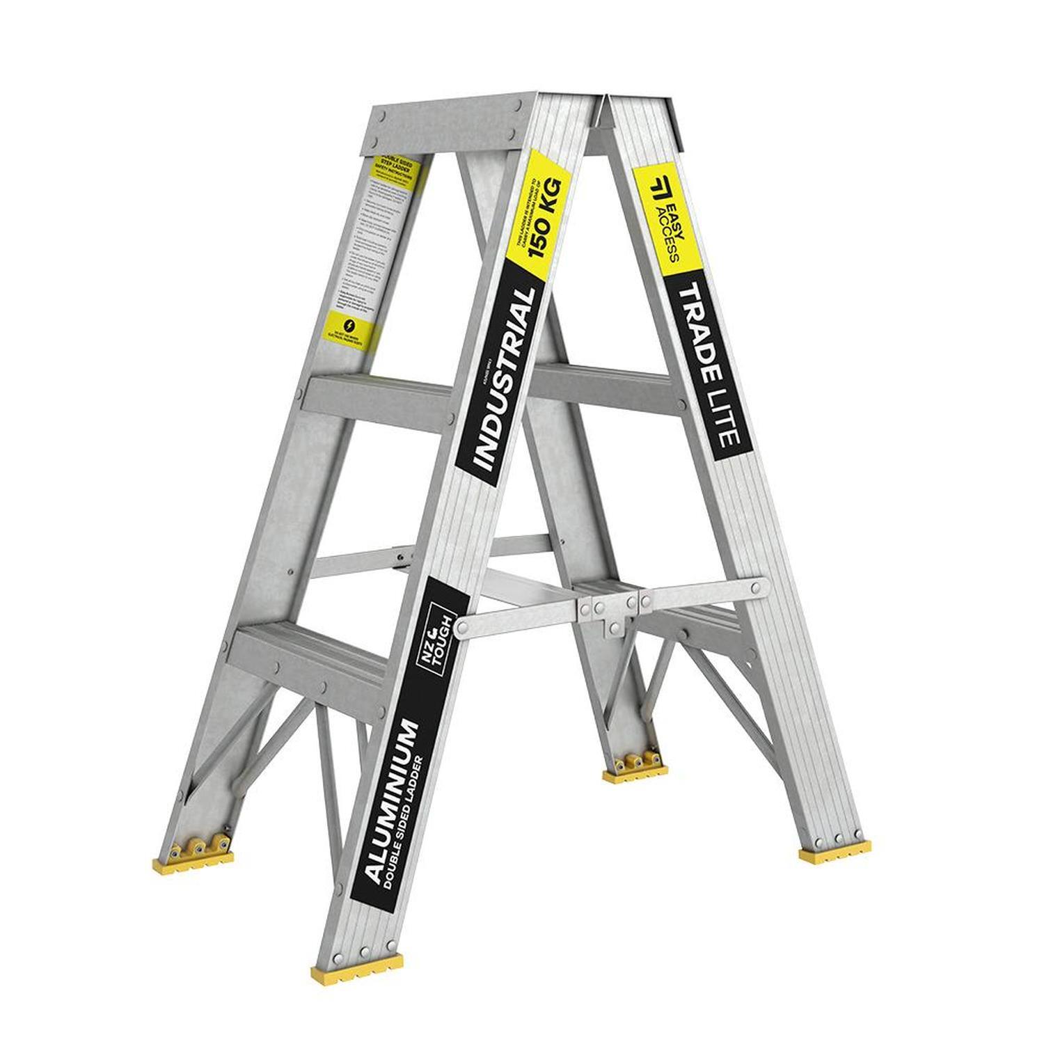 3 Step Double Sided Ladder 150 kg Rated Aluminium