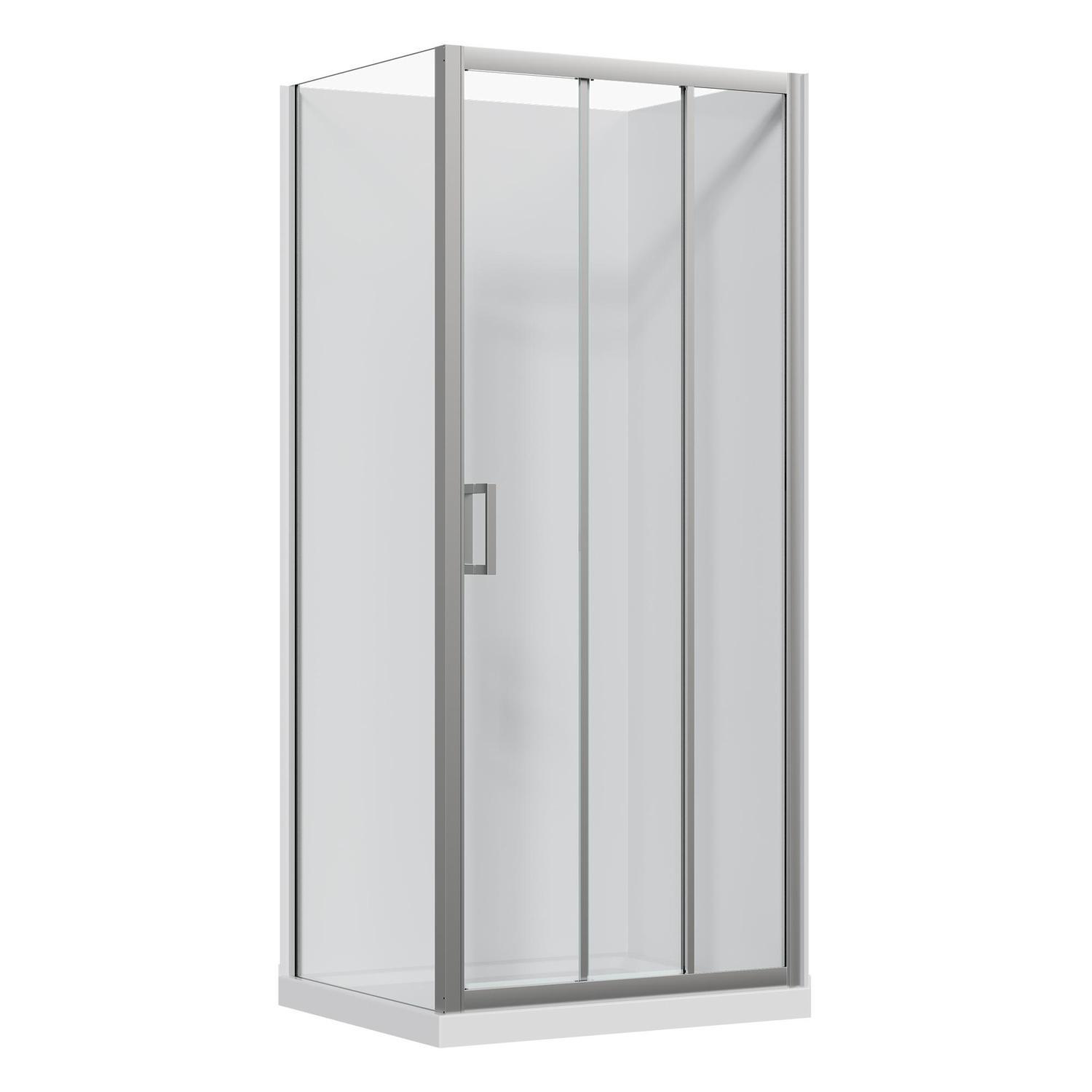 2 Sided Panel Stacker Flat Wall Acrylic Shower RH 900 x 750 x 2015mm Chrome