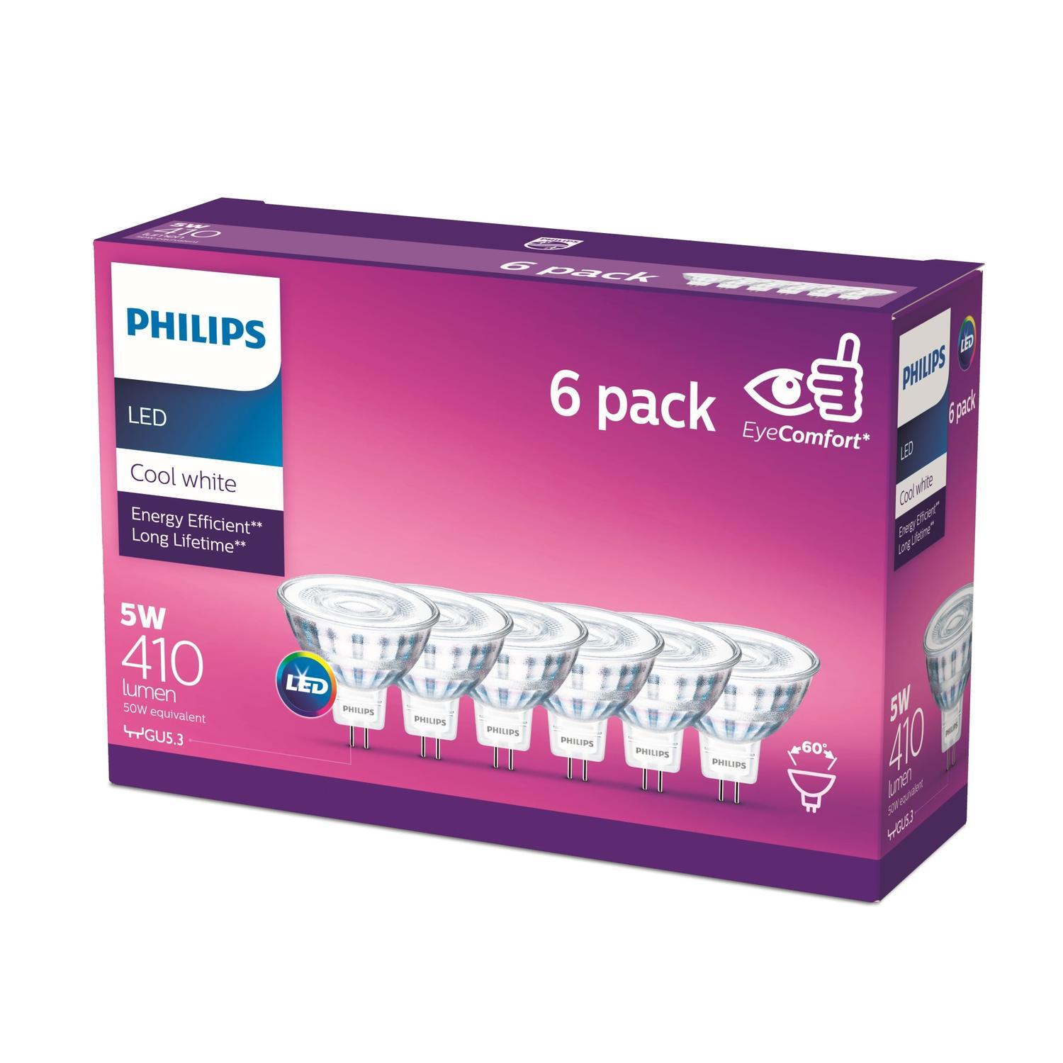LED Spot 4.6 Watt 430 Lumen Neutral White Mr16 6 Pack  Clear