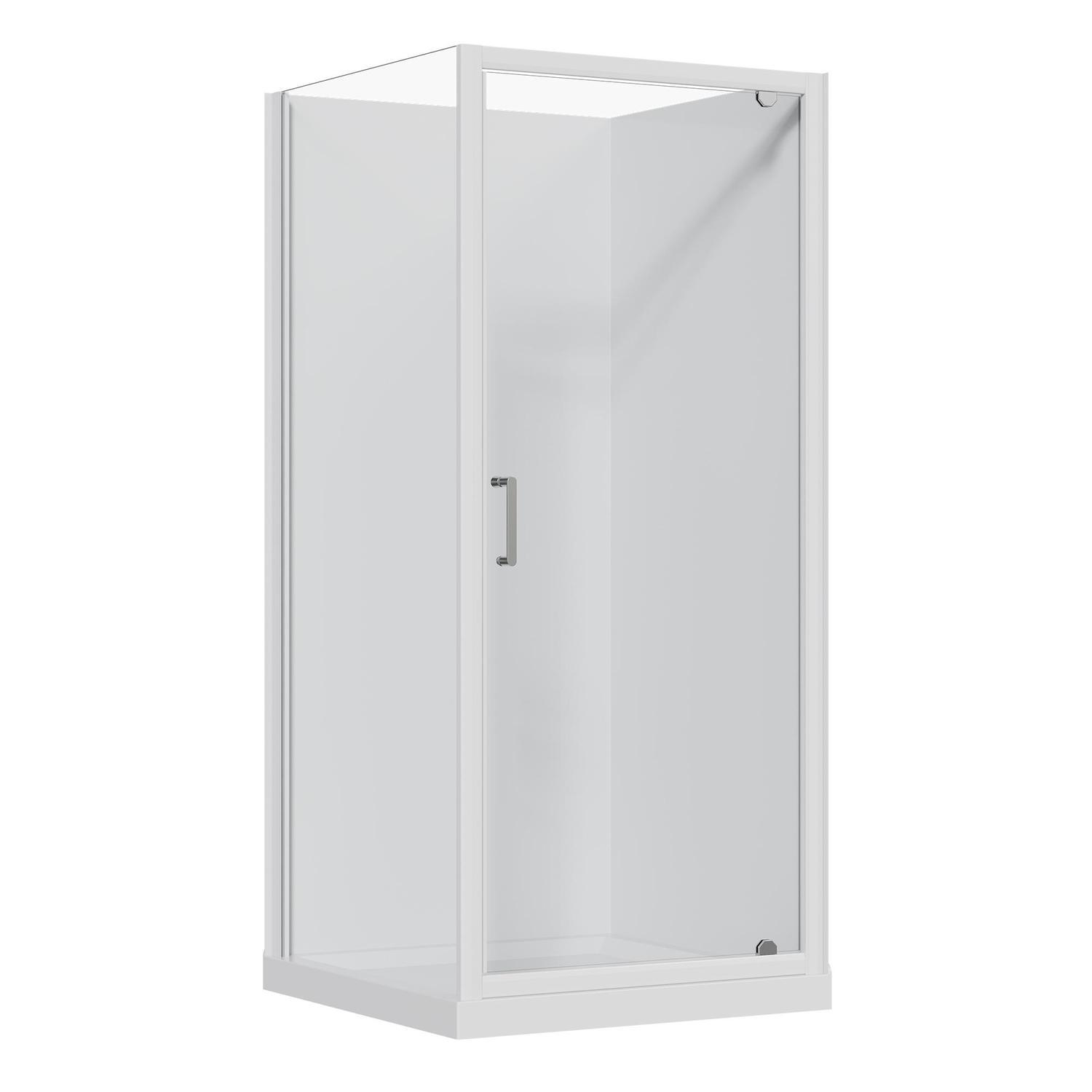 2 Sided Flat Wall Acrylic Shower 900 x 900 x 1965mm White
