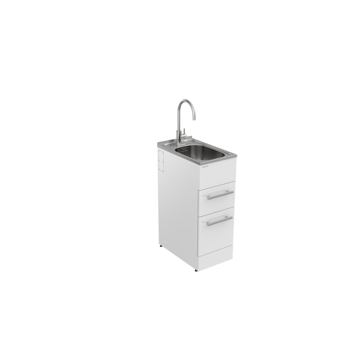 Double Drawer Laundry Tub 350mm White