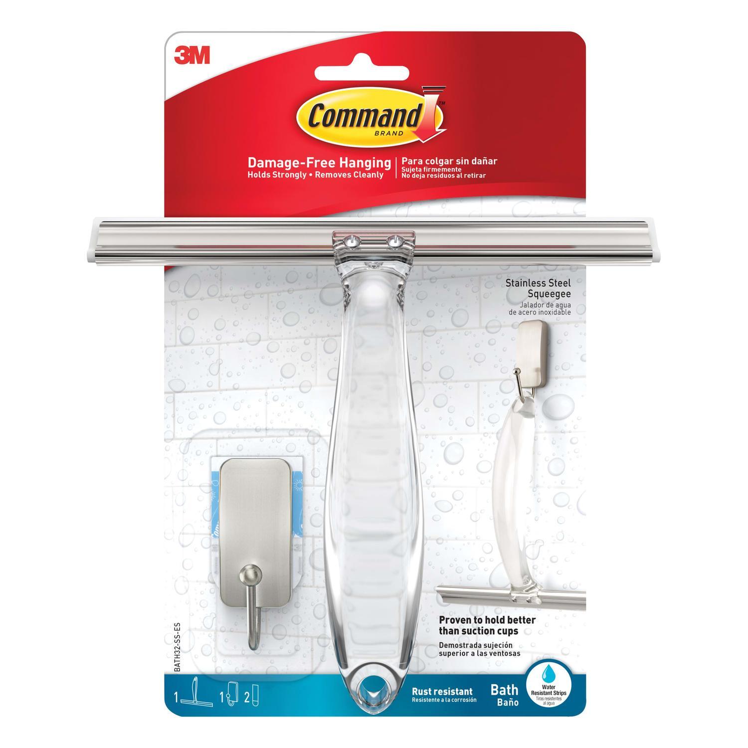 Command | Bath Squeegee & Hook Stainless Steel | Mitre10