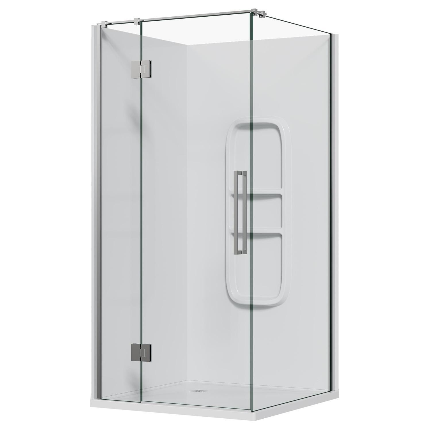 2 Sided Frameless Hinged Side Mould Acrylic Shower 1000 x 1000 x 1990mm Chrome
