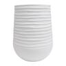 Tall Round Ribbed Resin Pot M White