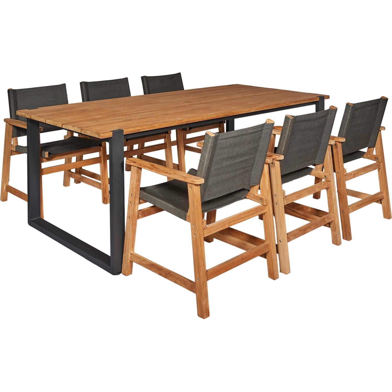 Outdoor Dining Setting With Milano Sling Chairs 7 Piece