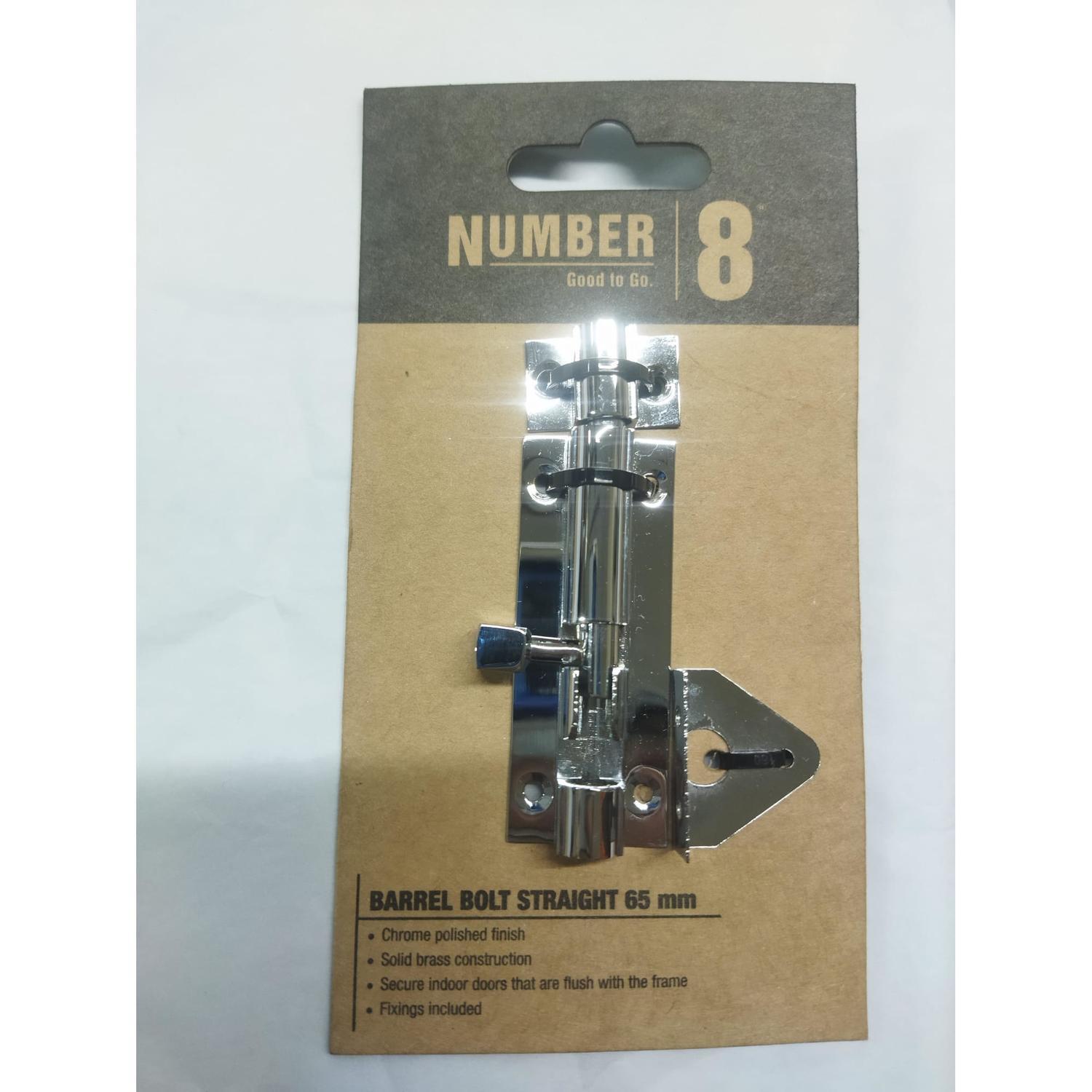 Barrel Bolt 65mm Solid Brass with Chrome Plated Finish